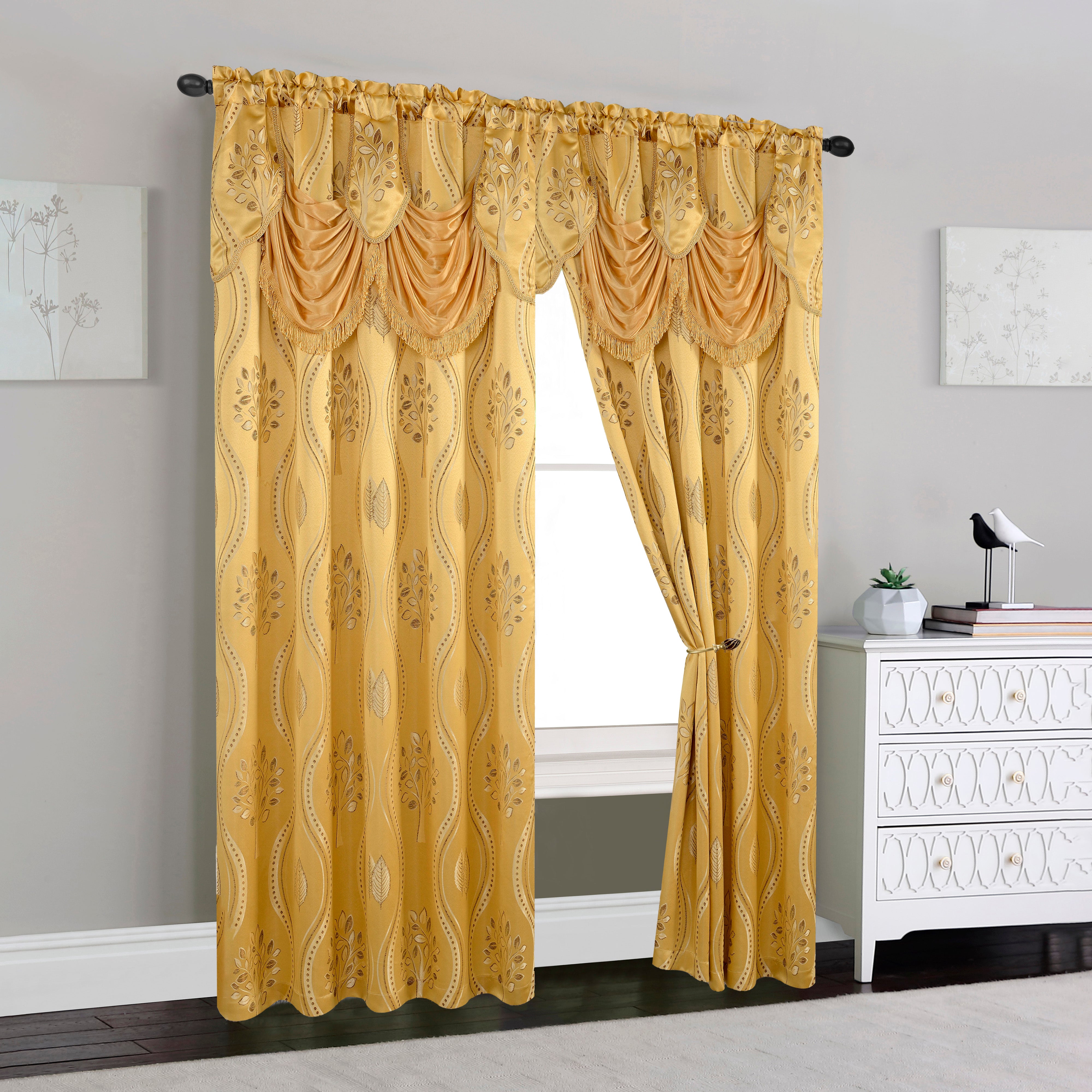 Everlaneas Set of 2 Aurora Curtain Panels- Attached Valance - Rod Pocket- 54" W x 84" L
