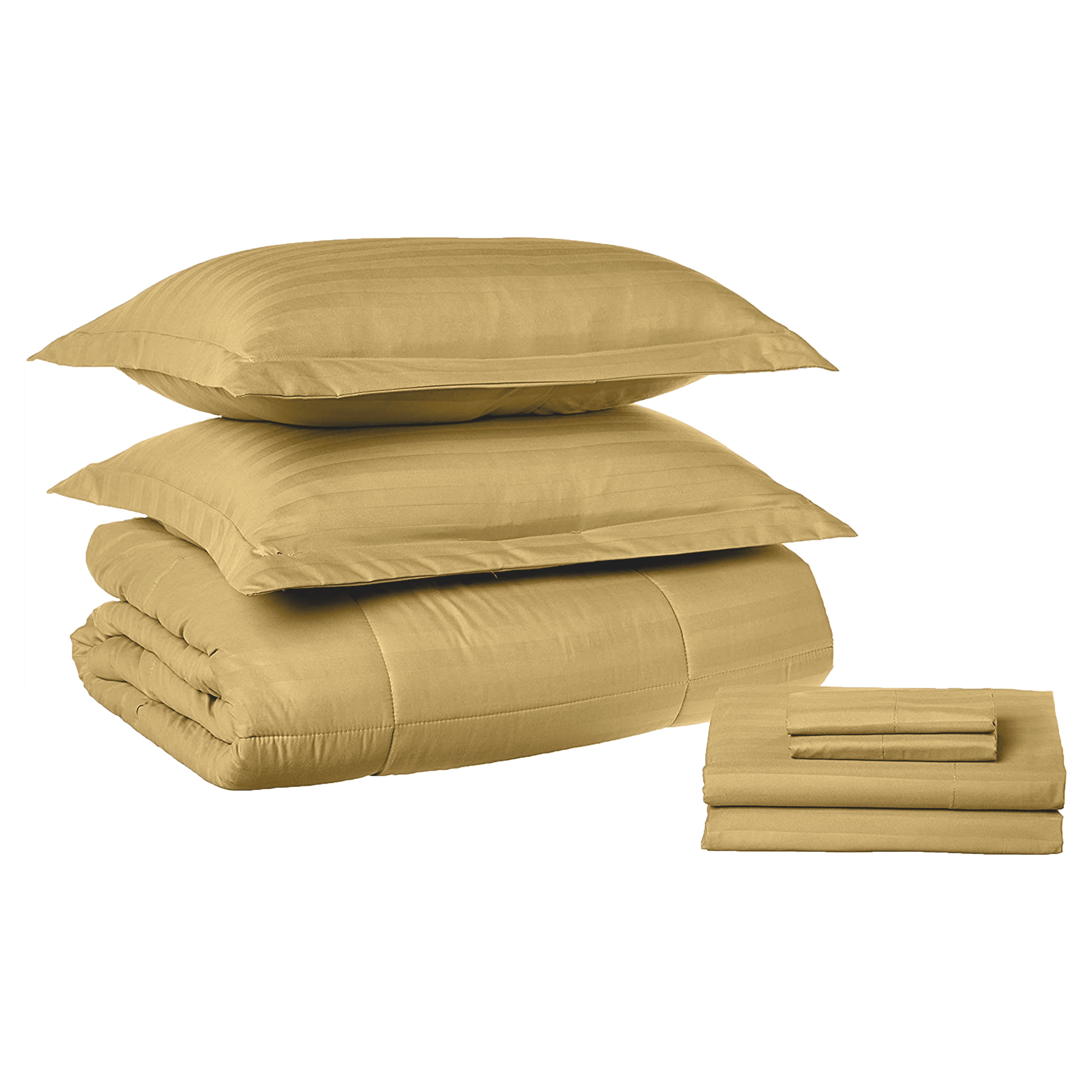 Everlaneas 8-Piece Dobby Stripe Comforter Set - Includes 4-Piece Sheet Set with Double Sided Storage Pockets