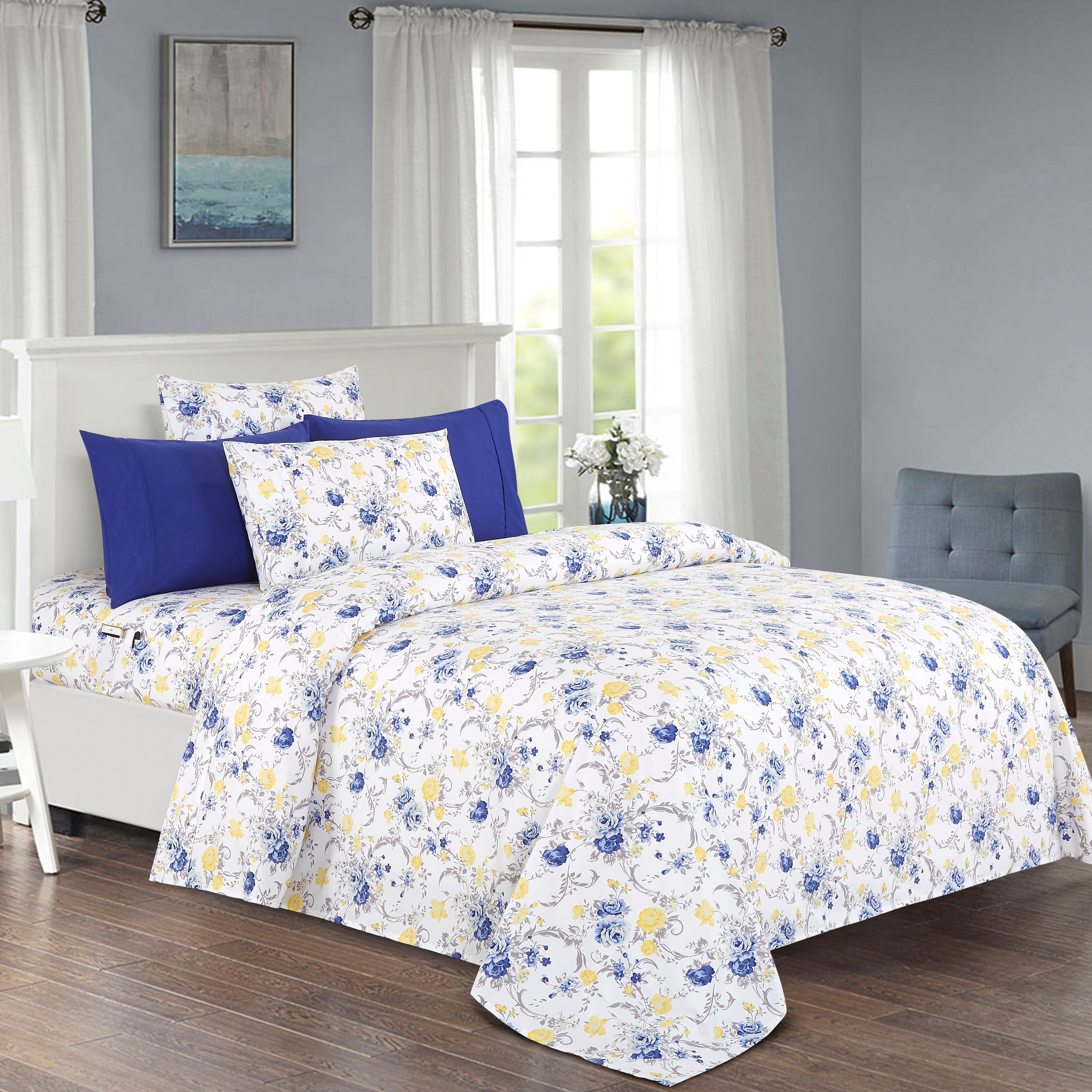 Everlaneas 6-Piece Floral and Stripe Pattern Sheet Set - Soft as a Hotel Premium Quality Bedding