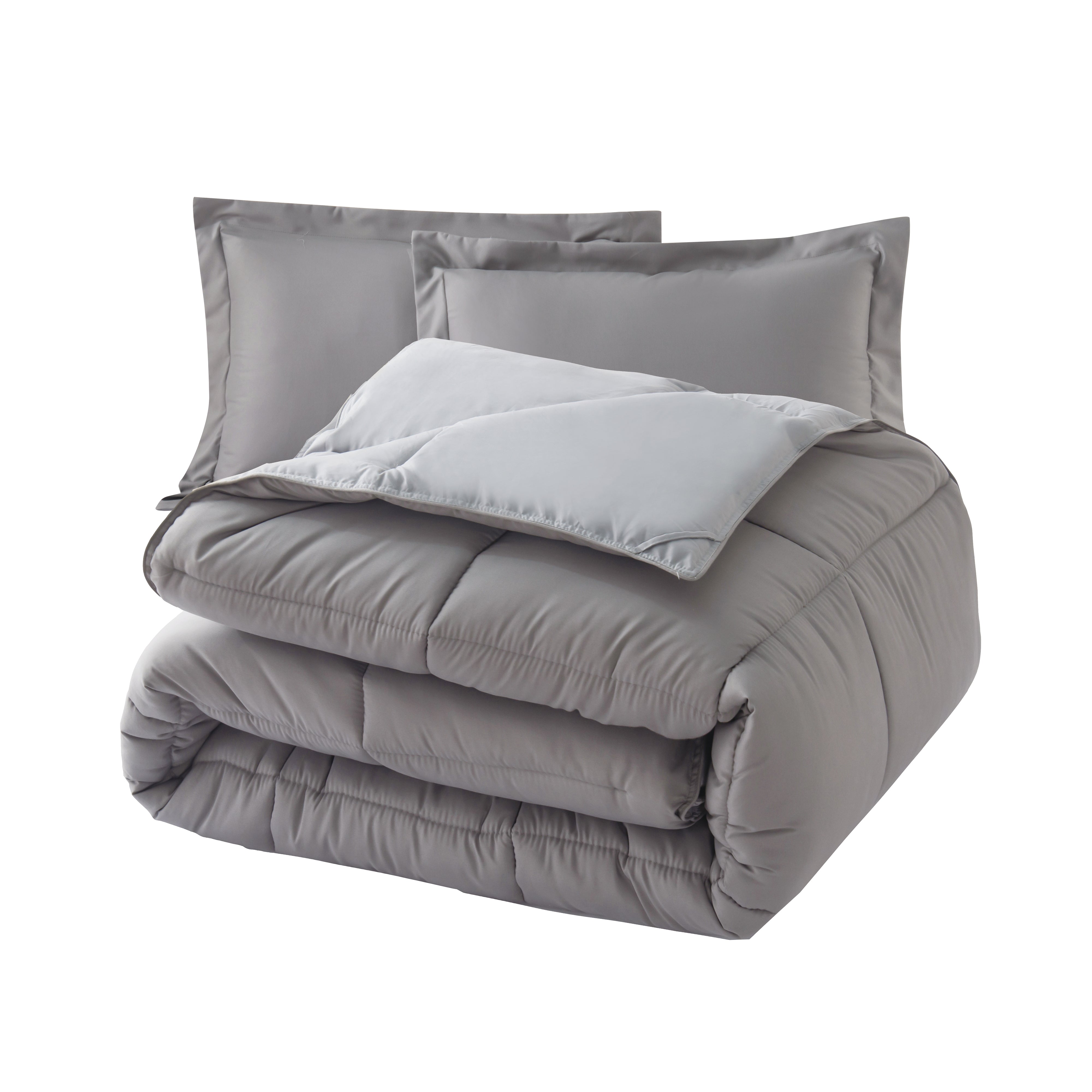 Everlaneas Reversible 3-Piece Box Stitched Comforter & Shams - Duvet Insert with 4 Corner Tabs