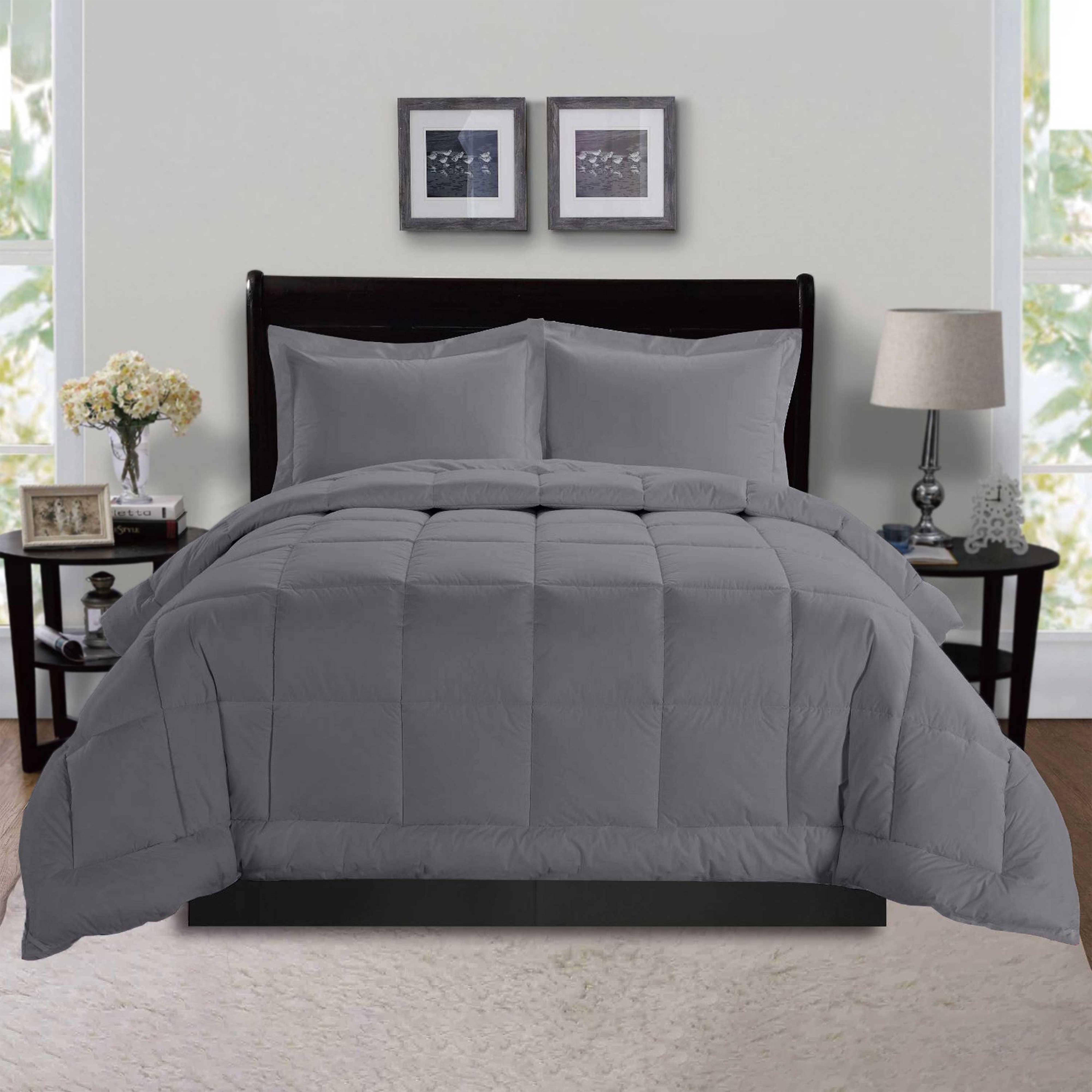 Everlaneas 3-Piece Solid Box Stitched Comforter & Shams - Double-Filled Comforter