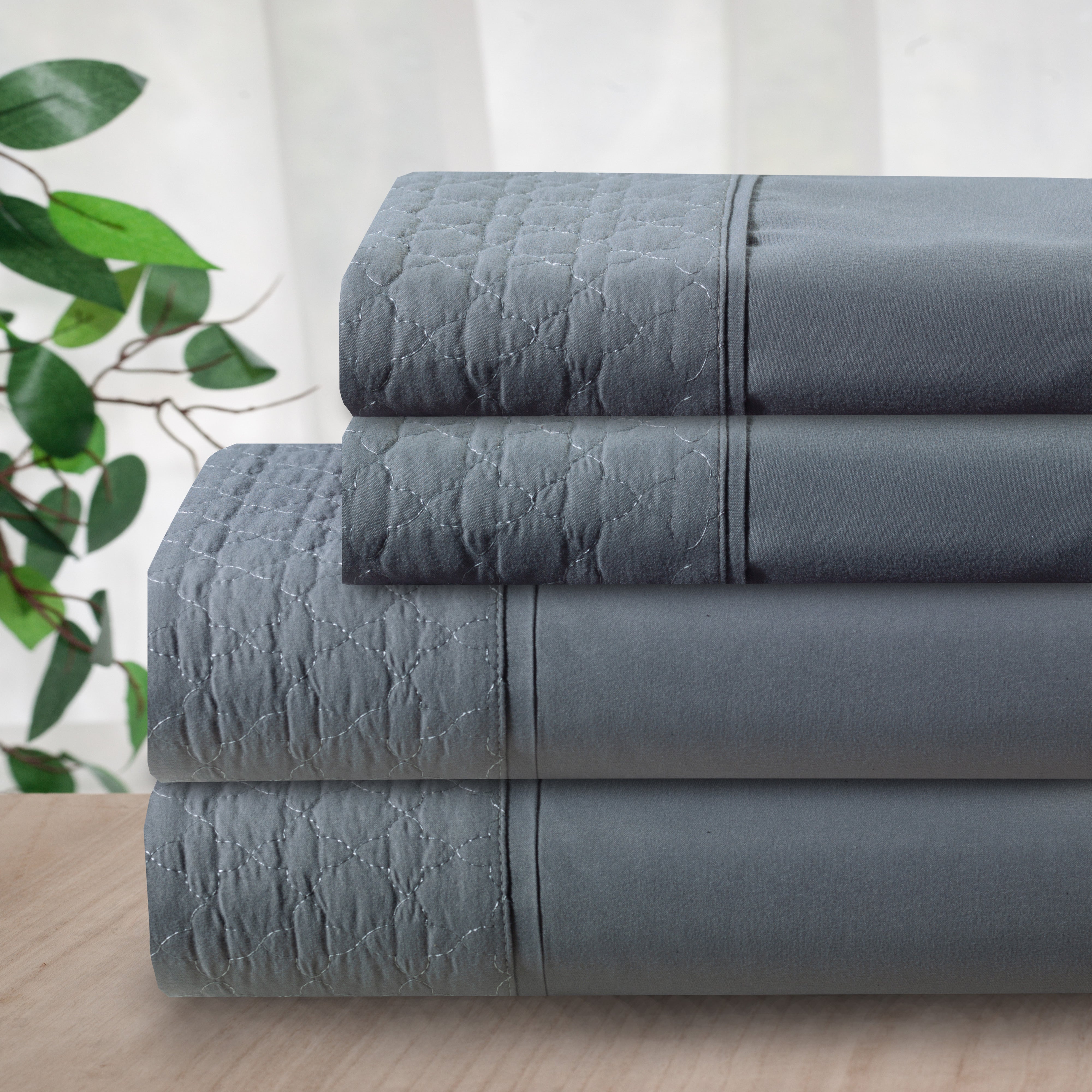 Everlaneas Quilted 4-Piece Sheet Set, Premium Hotel Quality