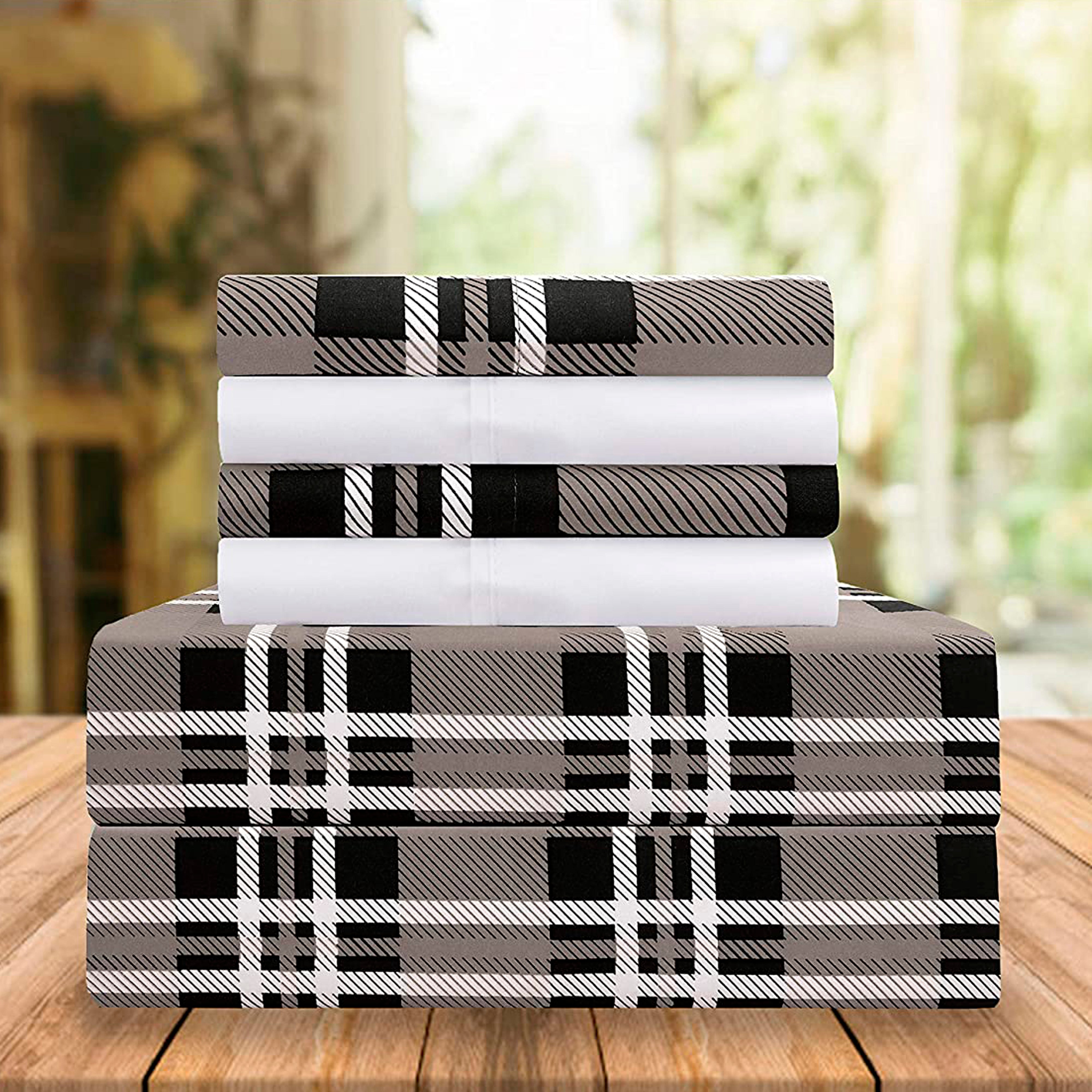 Everlaneas 6-Piece Plaid Pattern Bed Sheet Set - Soft as a Hotel Premium Quality
