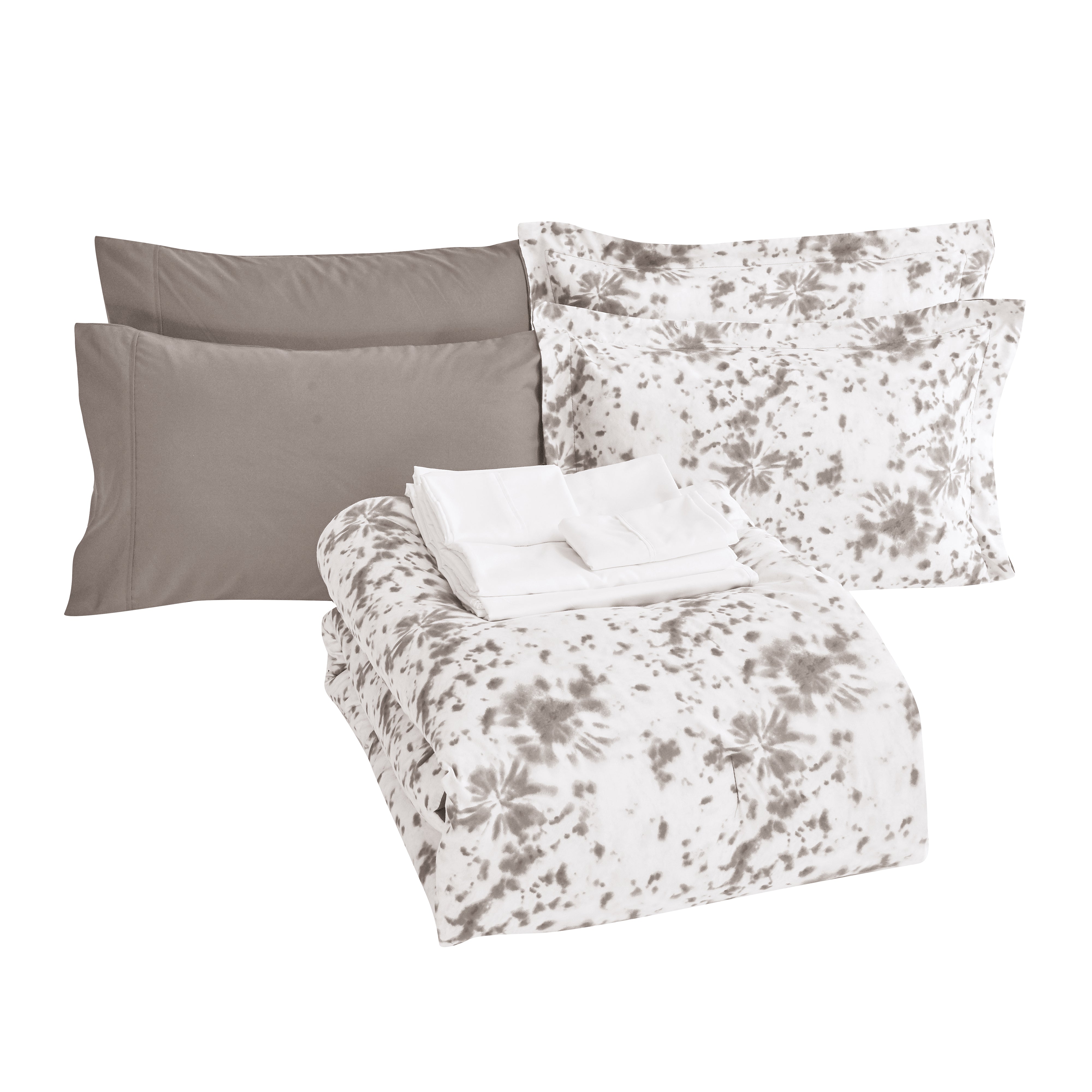 Everlaneas 10-Piece Tie-Dye Comforter Set, Includes 6-Piece Sheet Set with Double Sided Storage Pockets