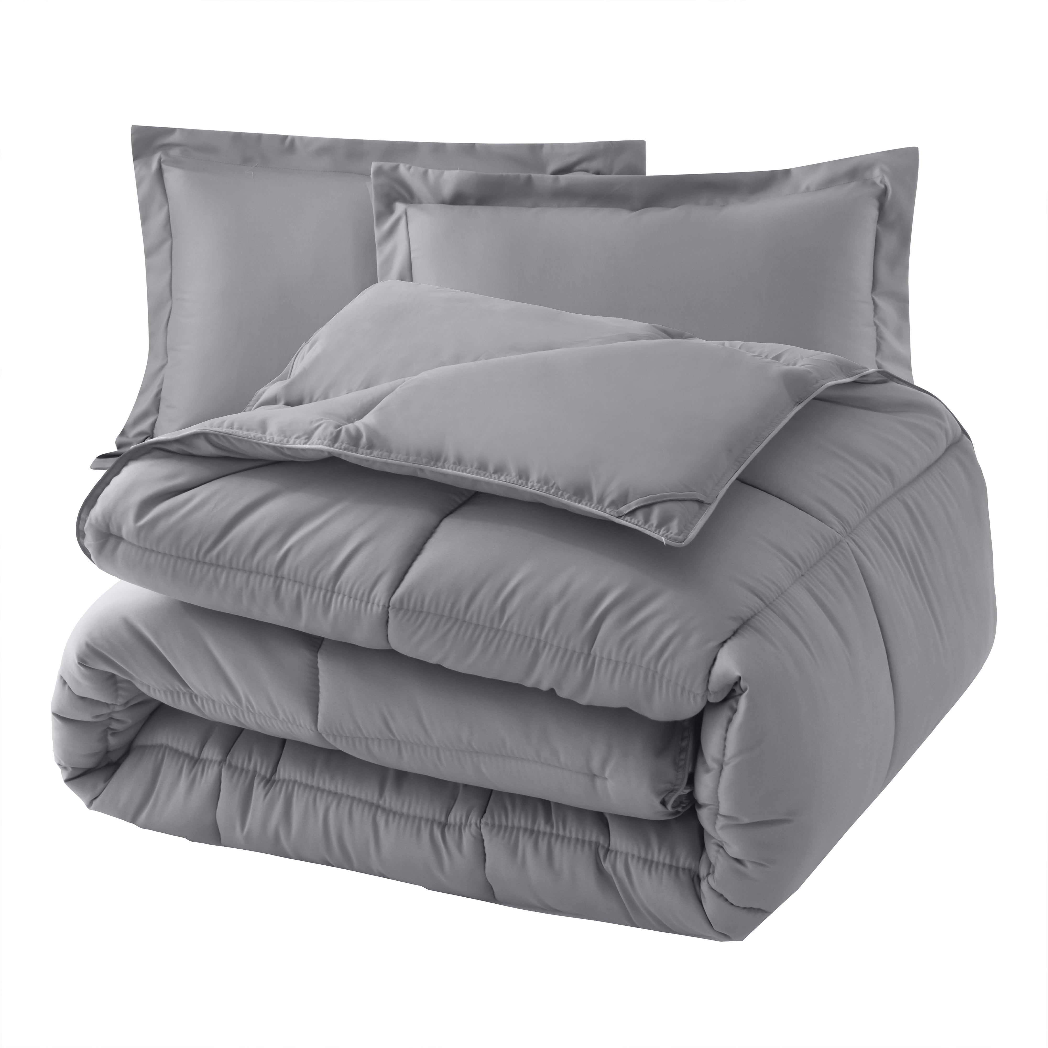 Everlaneas 3-Piece Solid Box Stitched Comforter & Shams - Double-Filled Comforter