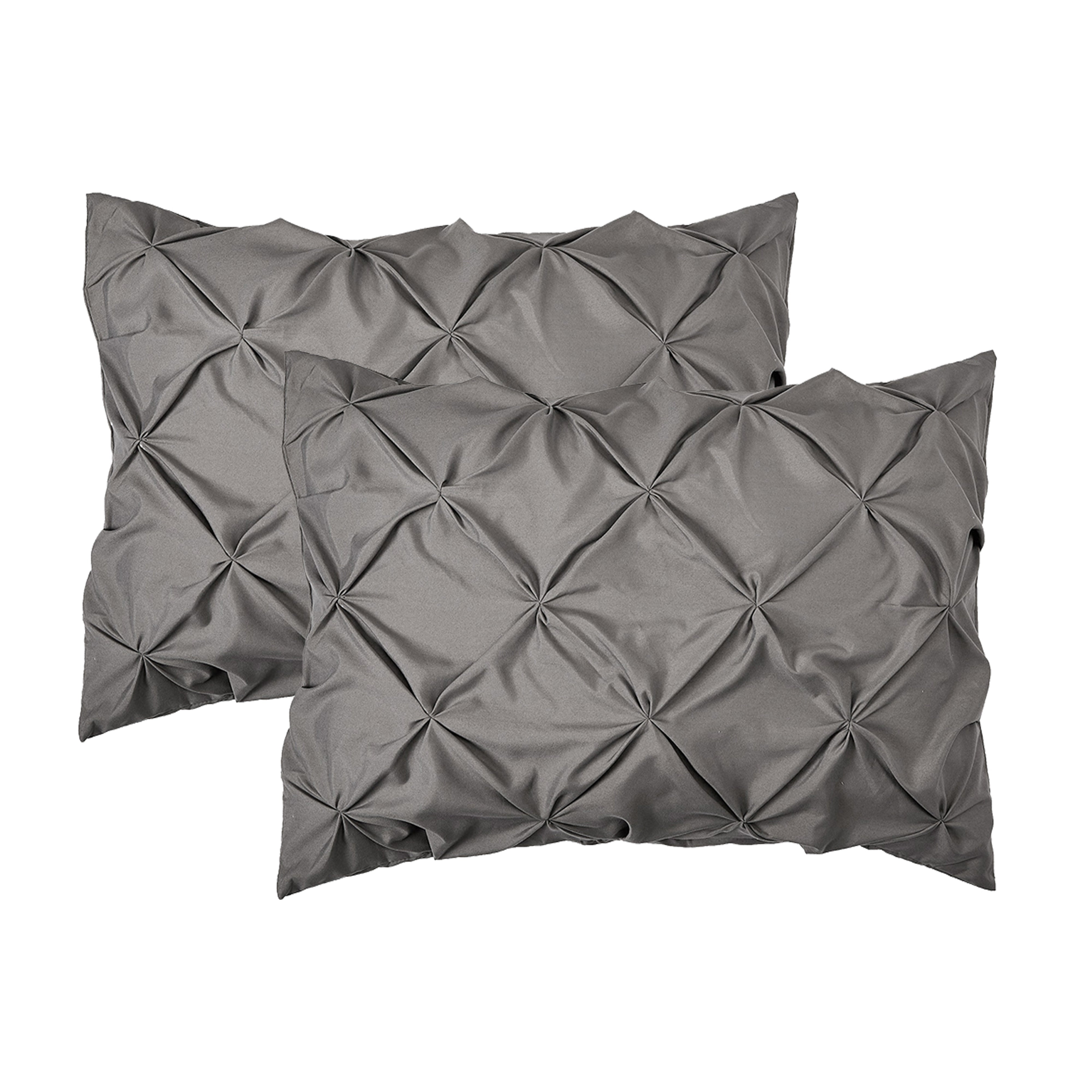 Everlaneas 8-Piece Pintuck Pinch Pleated Comforter Set - Includes 4-Piece Sheet Set with Double Sided Storage Pockets