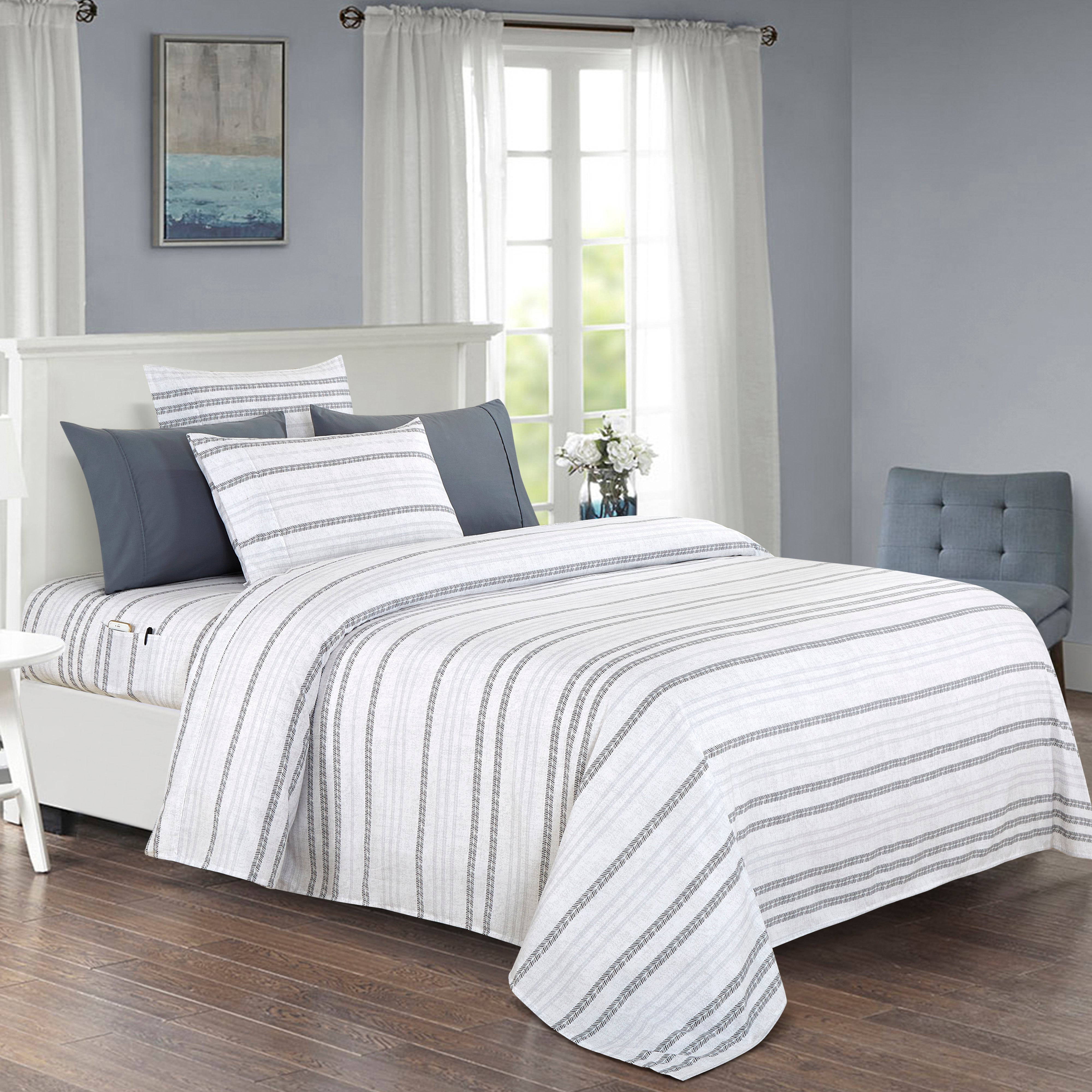 Everlaneas 6-Piece Floral and Stripe Pattern Sheet Set - Soft as a Hotel Premium Quality Bedding