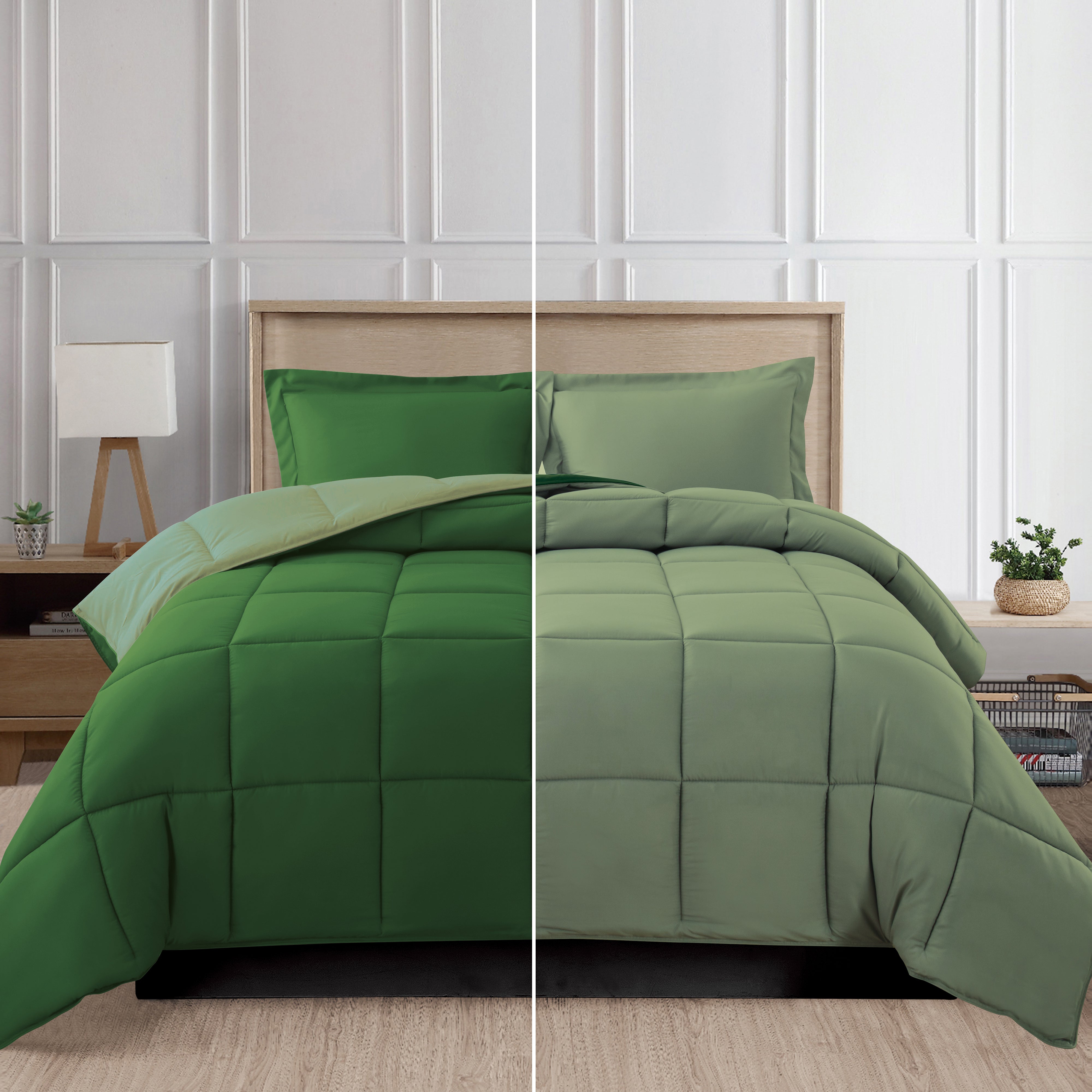 Everlaneas Reversible 3-Piece Box Stitched Comforter & Shams - Duvet Insert with 4 Corner Tabs