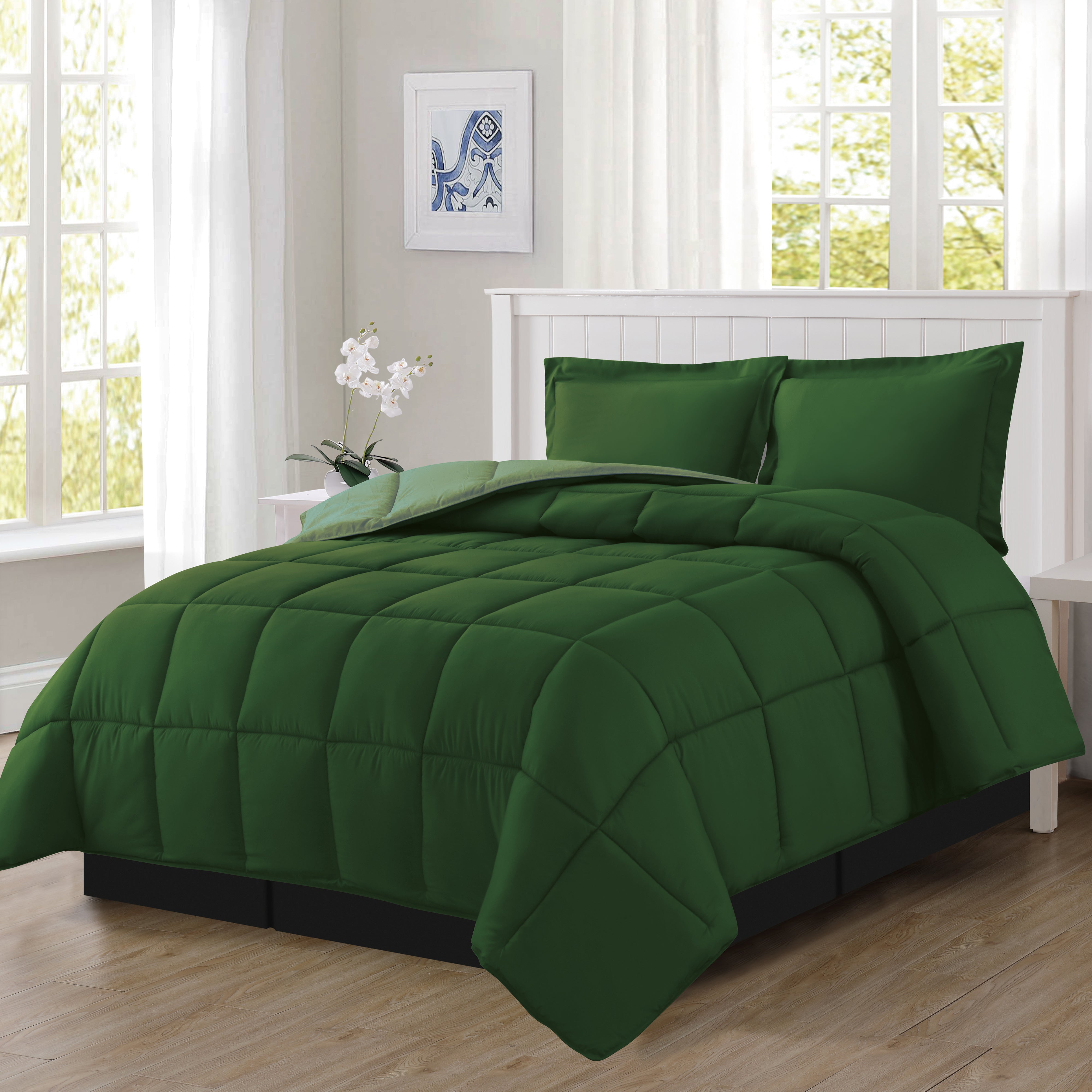 Everlaneas Reversible 3-Piece Box Stitched Comforter & Shams - Duvet Insert with 4 Corner Tabs
