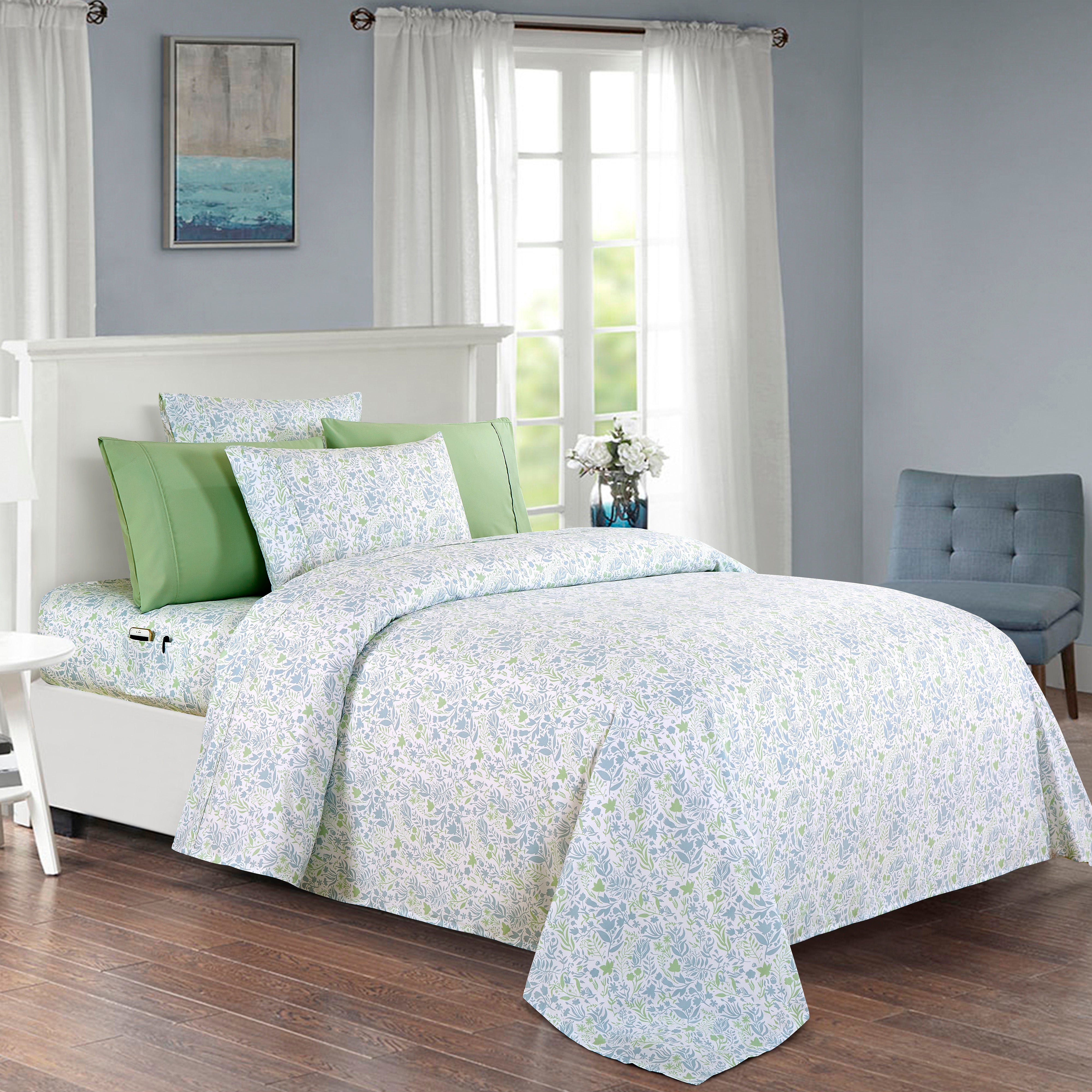 Everlaneas 6-Piece Floral and Stripe Pattern Sheet Set - Soft as a Hotel Premium Quality Bedding