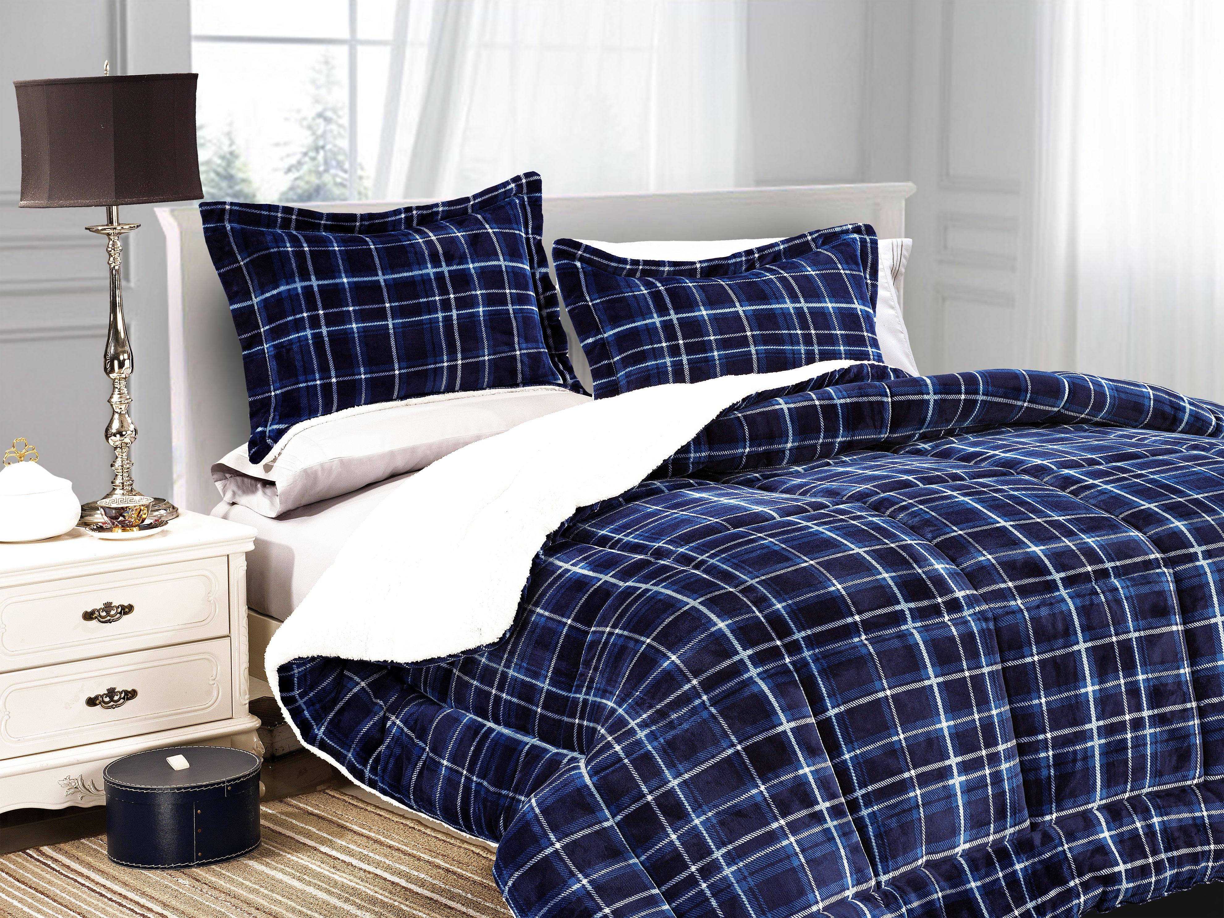 Everlaneas 3-Piece Plaid Micro-Suede Reversible Sherpa - Comforter Set