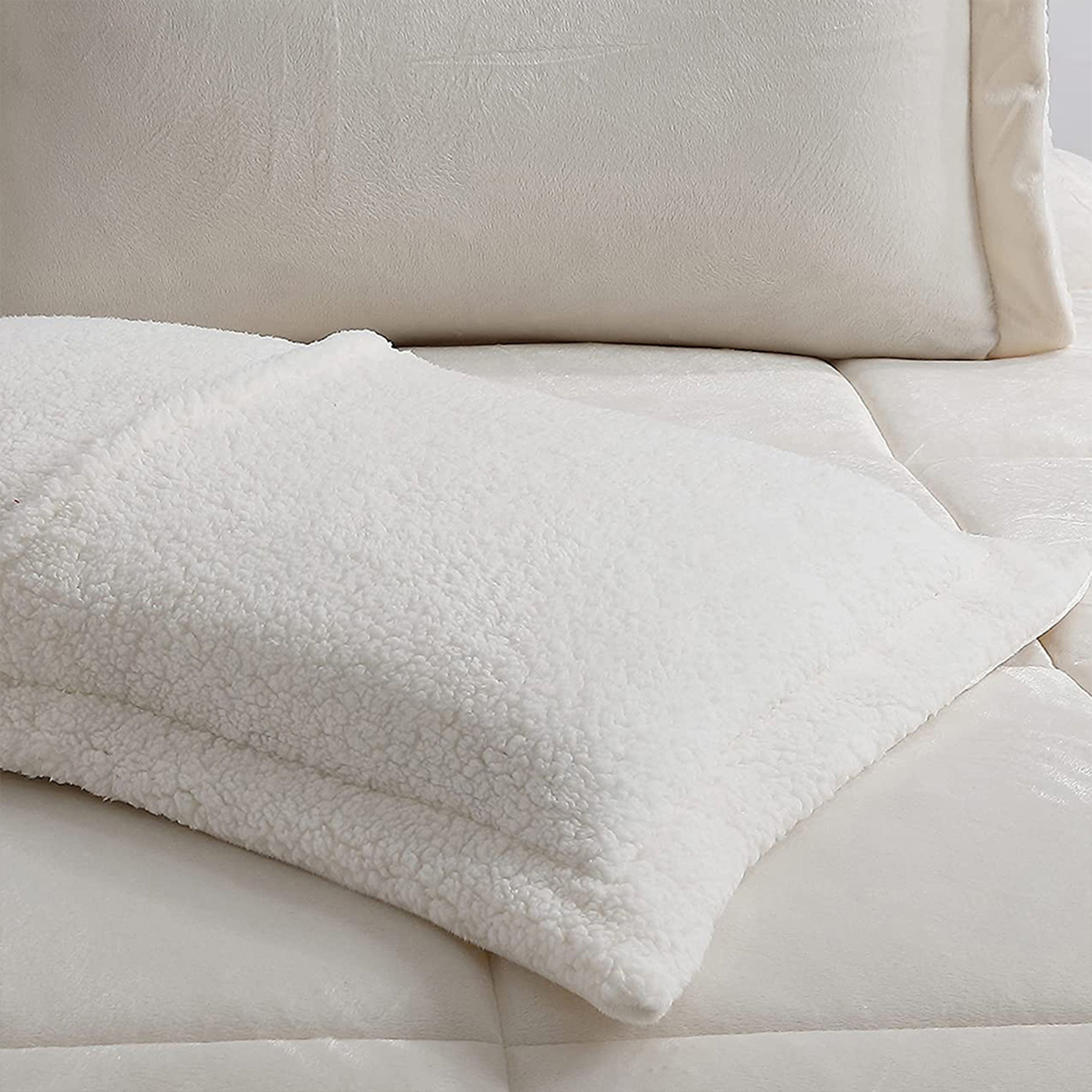 Everlaneas 3-Piece Micro-Suede Reversible Sherpa - Solid Color Design Comforter Set