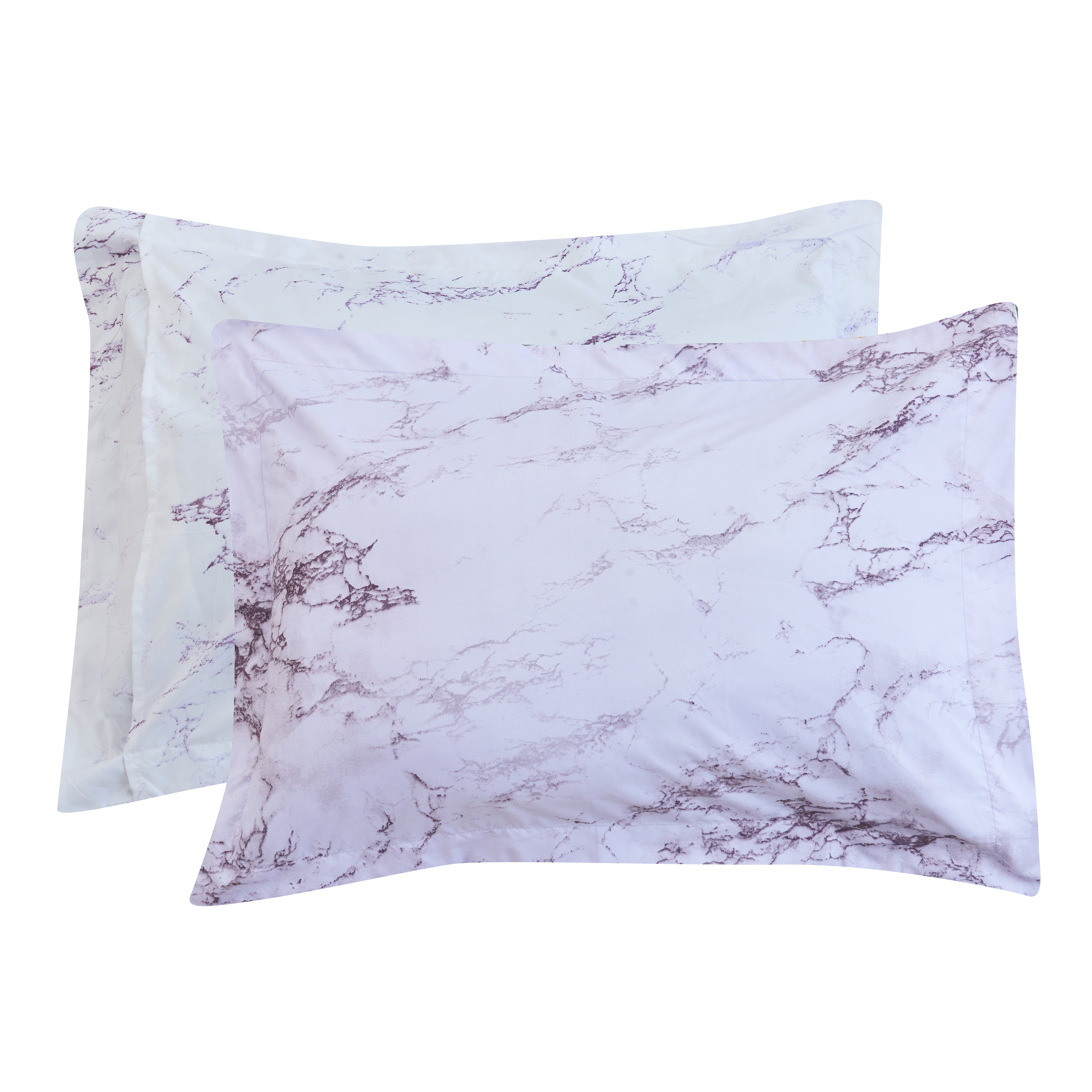 Everlaneas Reversible 10-Piece Marble Print Comforter Set, Includes 6-Piece Sheet Set with Double Sided Storage Pockets