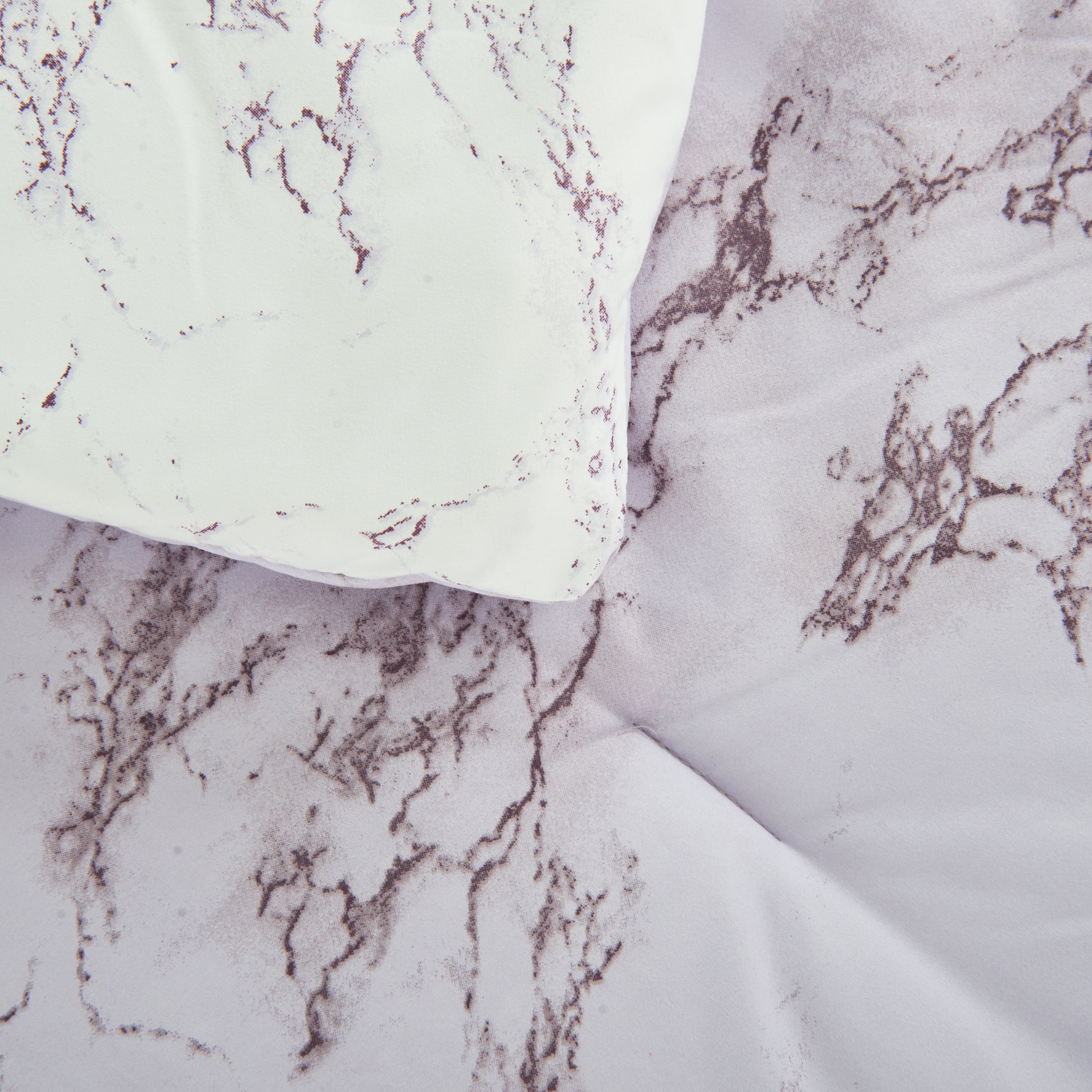 Everlaneas Reversible 10-Piece Marble Print Comforter Set, Includes 6-Piece Sheet Set with Double Sided Storage Pockets