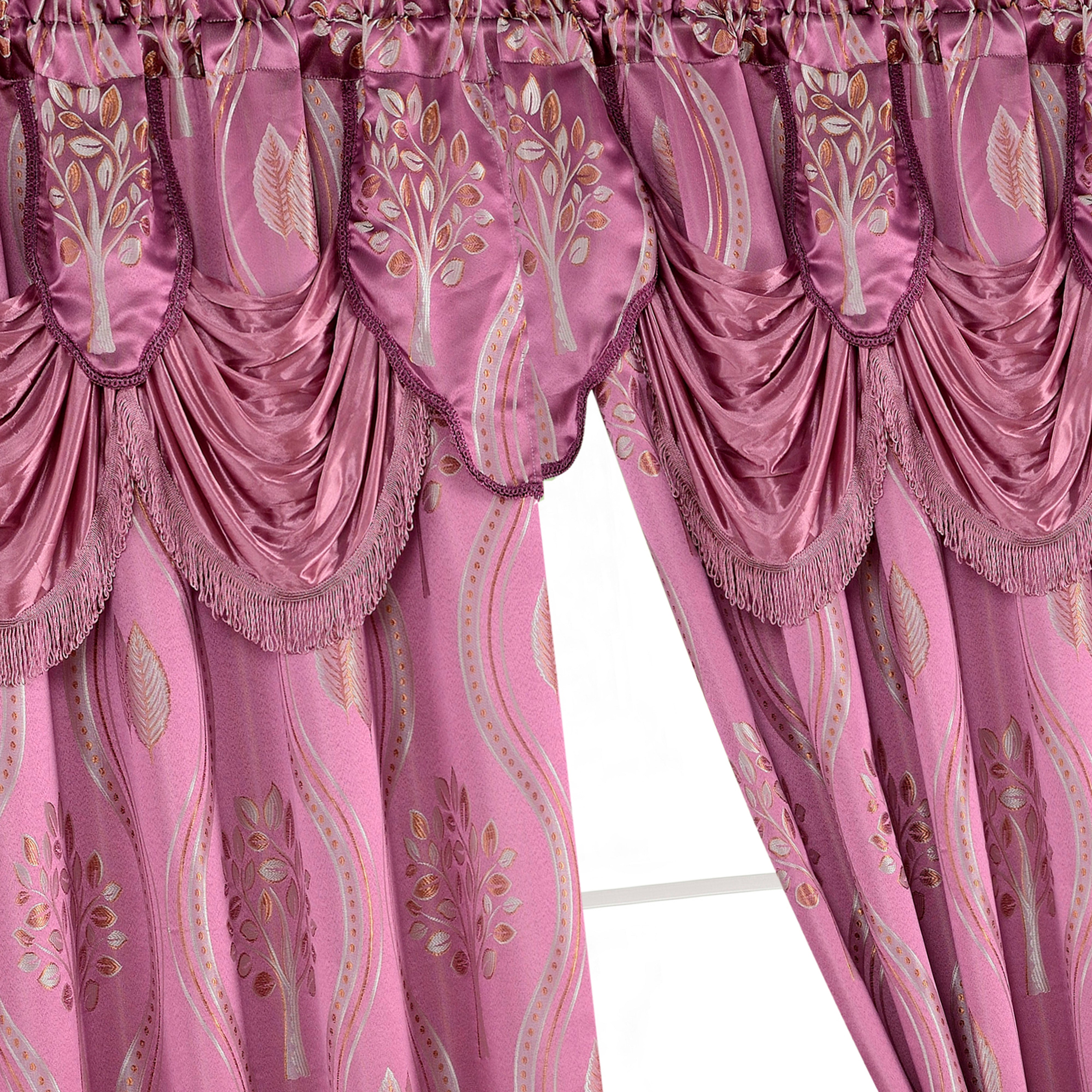 Everlaneas Set of 2 Aurora Curtain Panels- Attached Valance - Rod Pocket- 54" W x 84" L