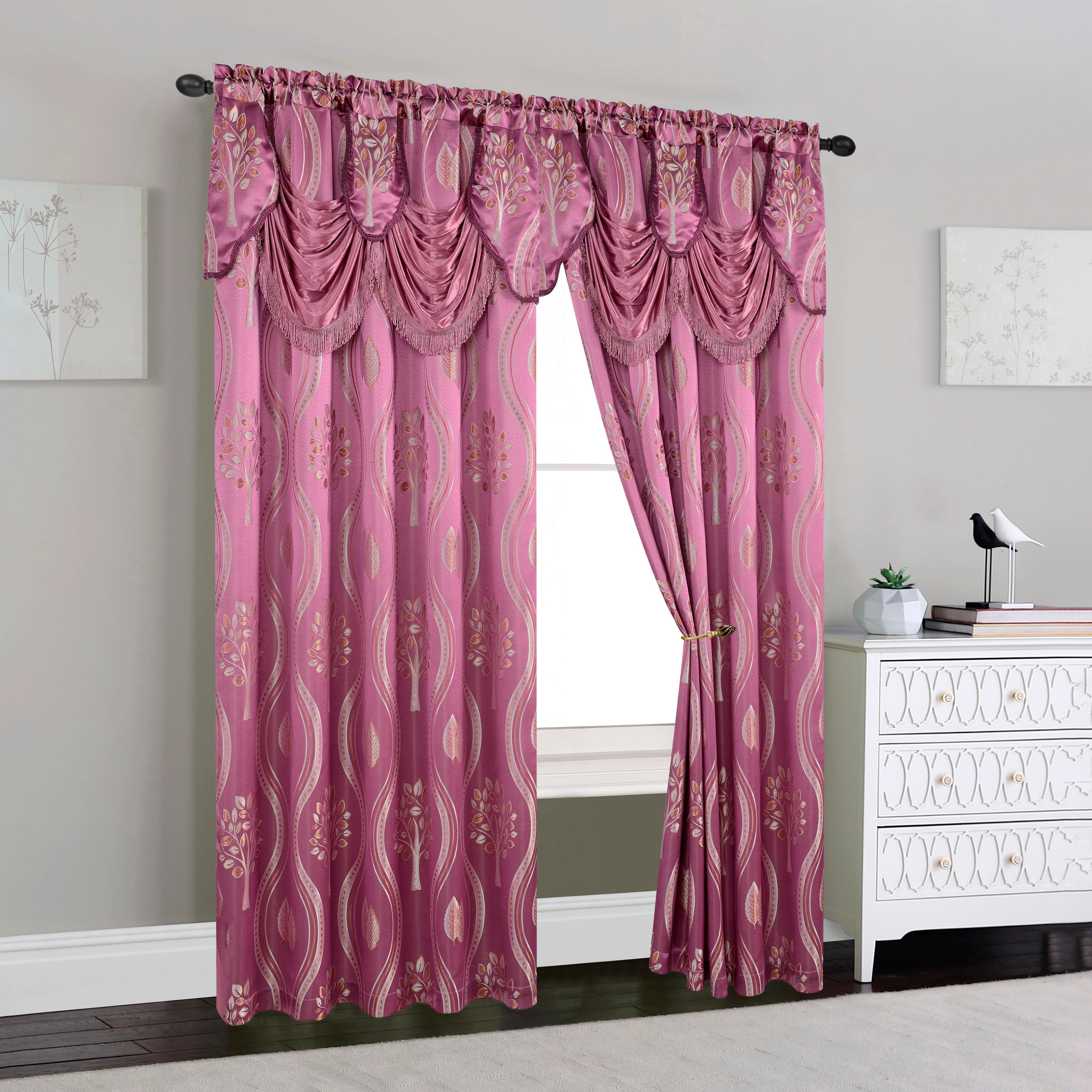 Everlaneas Set of 2 Aurora Curtain Panels- Attached Valance - Rod Pocket- 54" W x 84" L