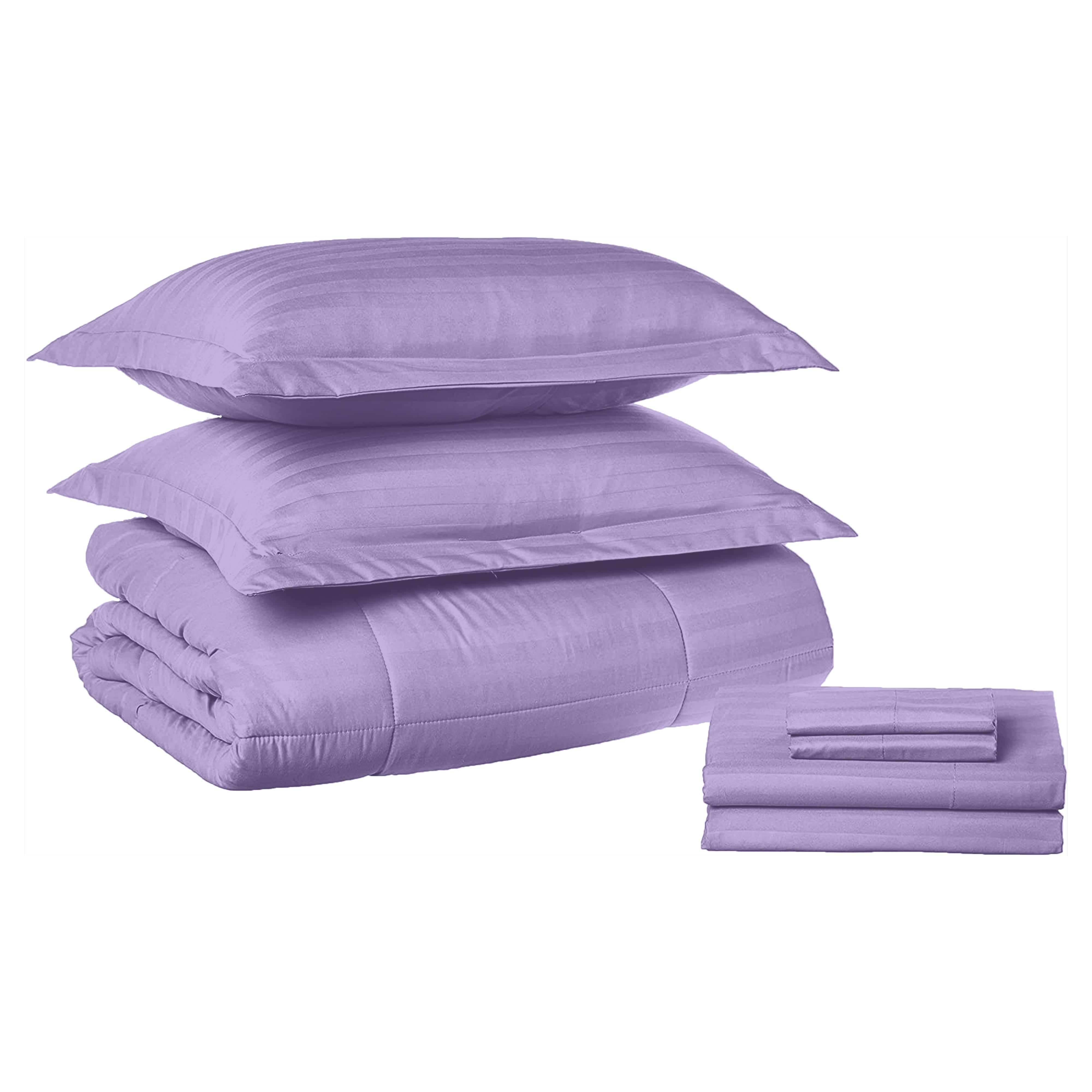 Everlaneas 8-Piece Dobby Stripe Comforter Set - Includes 4-Piece Sheet Set with Double Sided Storage Pockets