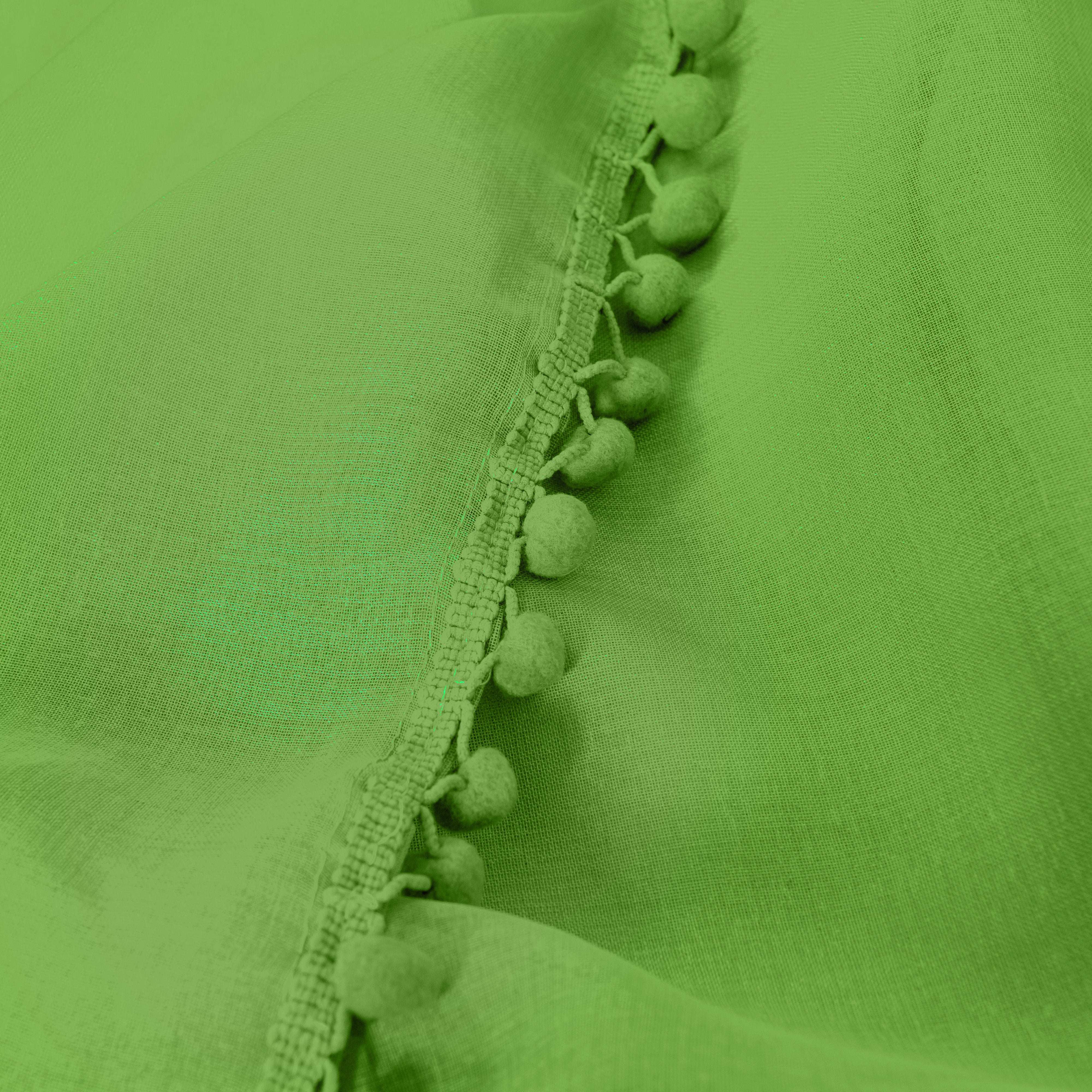 Everlaneas Set of 2 Pom Pom Tasseled Sheer Curtain - Rod Pocket