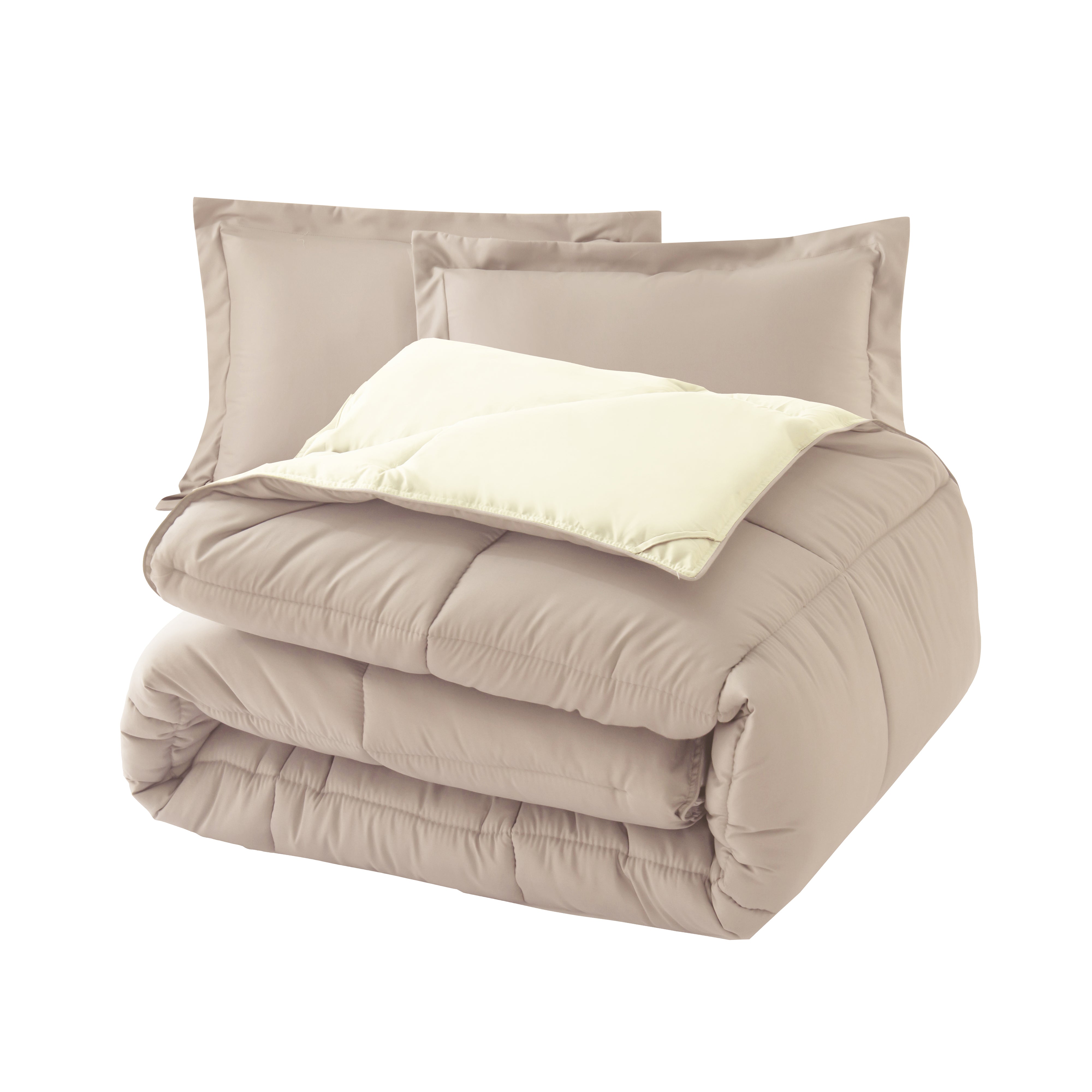 Everlaneas Reversible 3-Piece Box Stitched Comforter & Shams - Duvet Insert with 4 Corner Tabs