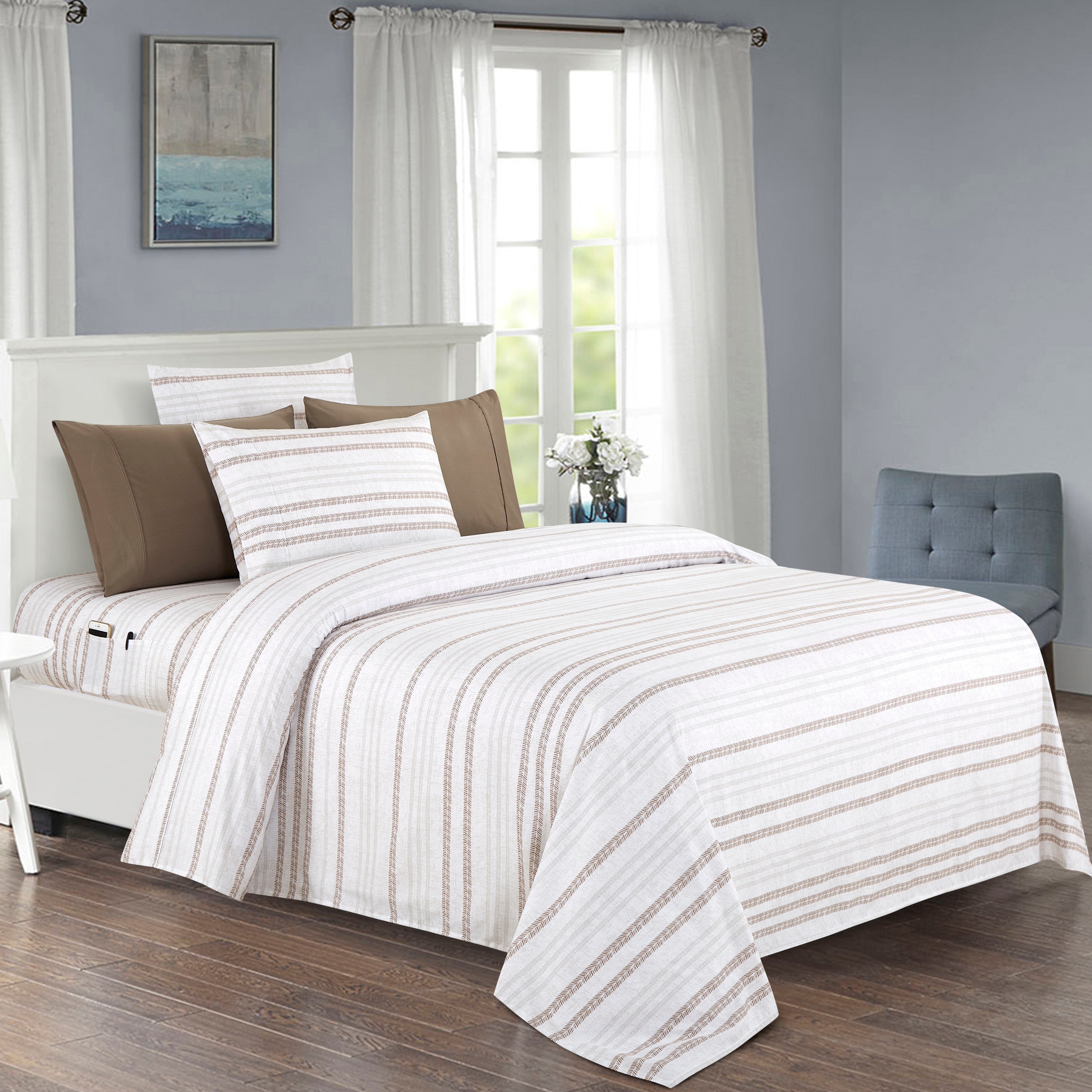 Everlaneas 6-Piece Floral and Stripe Pattern Sheet Set - Soft as a Hotel Premium Quality Bedding