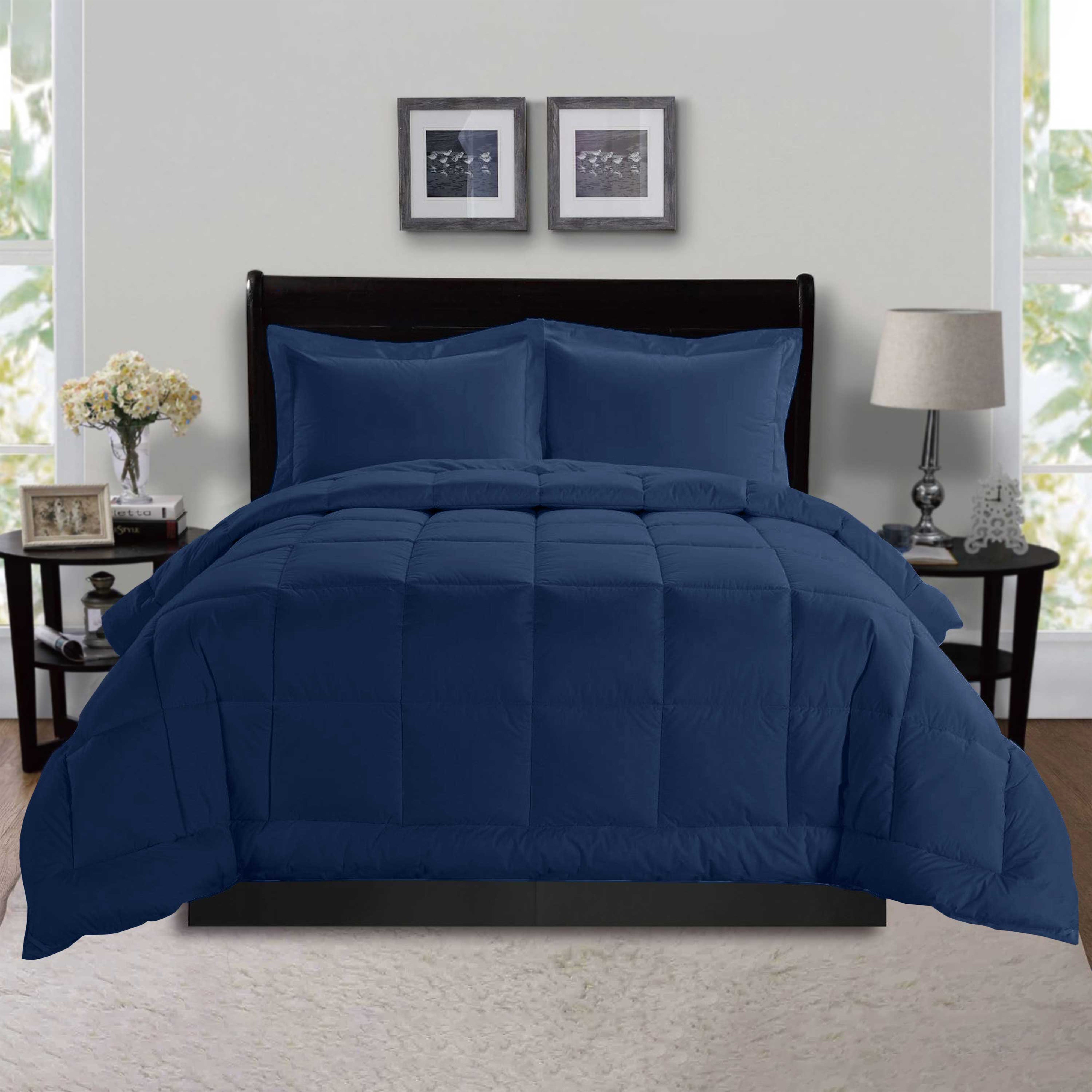 Everlaneas 3-Piece Solid Box Stitched Comforter & Shams - Double-Filled Comforter