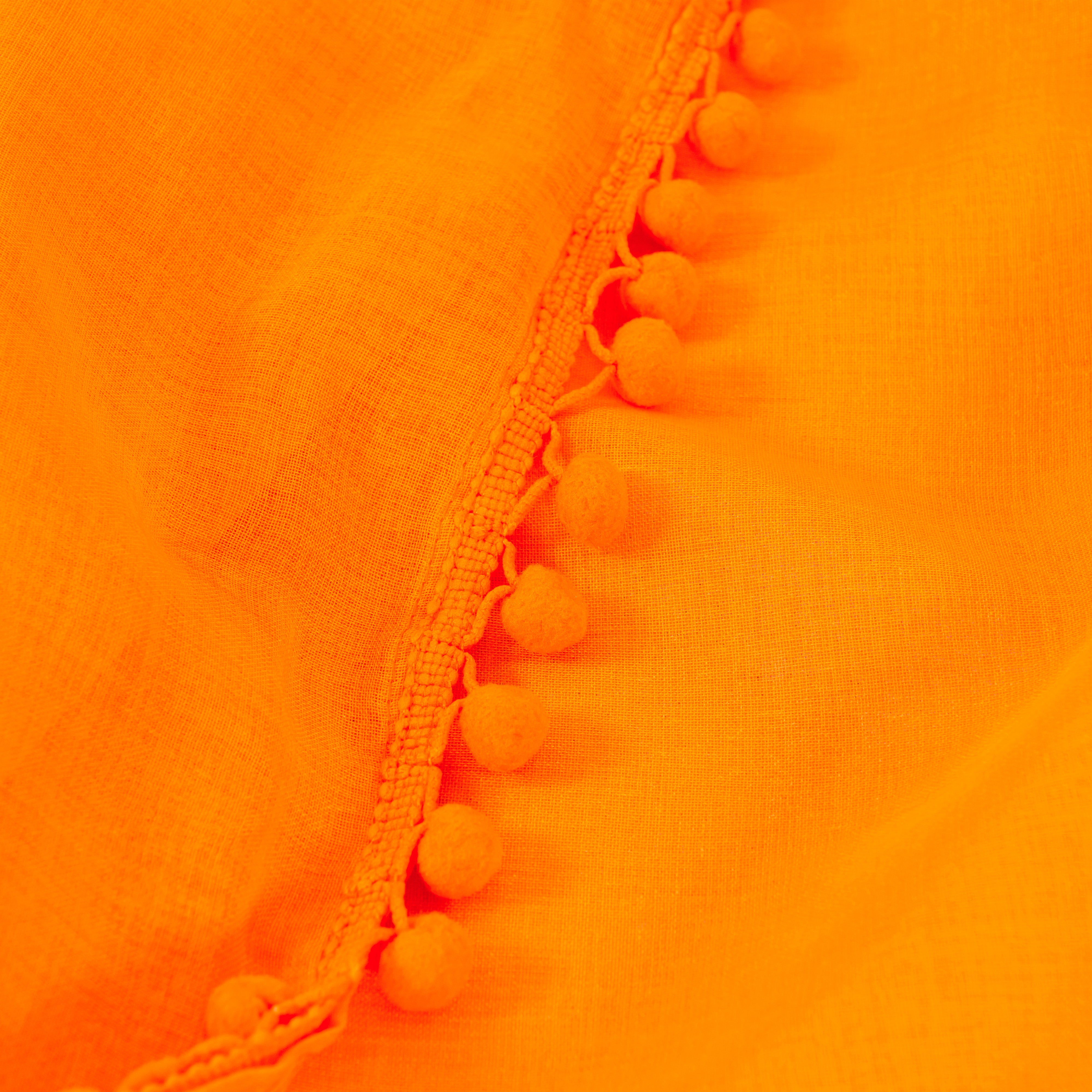 Everlaneas Set of 2 Pom Pom Tasseled Sheer Curtain - Rod Pocket