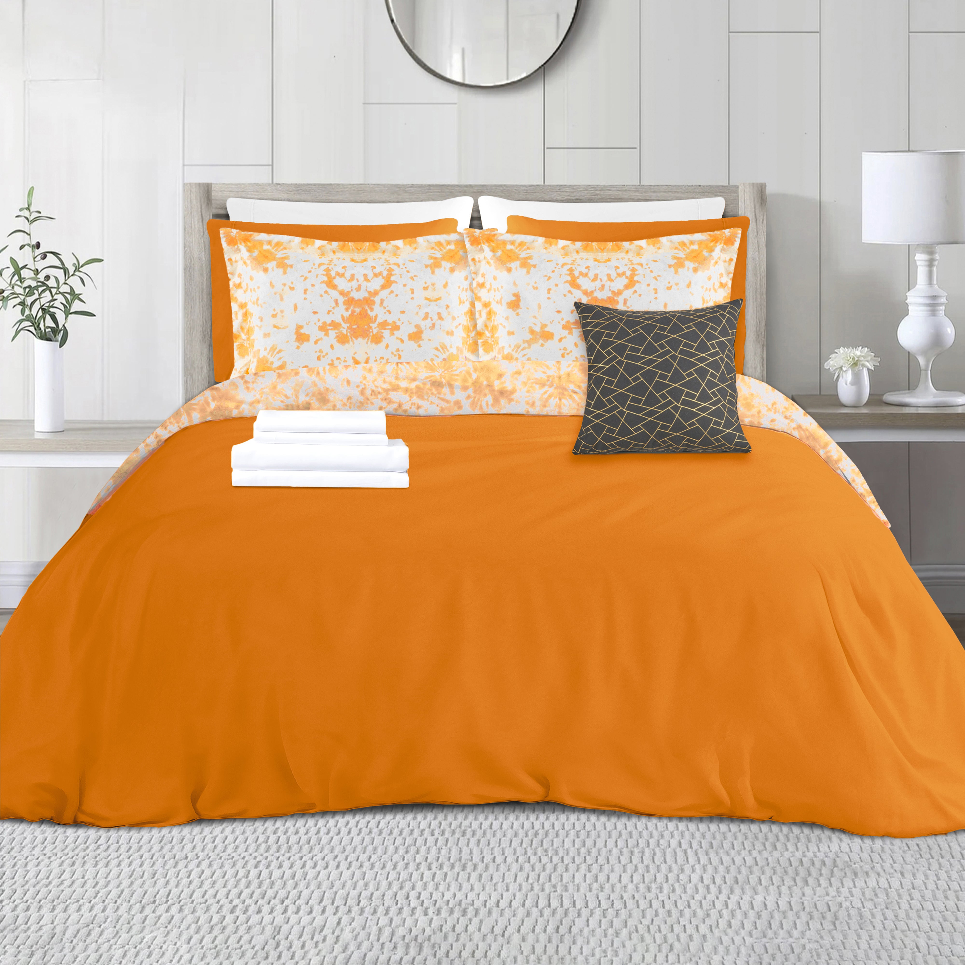 Everlaneas 10-Piece Tie-Dye Comforter Set, Includes 6-Piece Sheet Set with Double Sided Storage Pockets