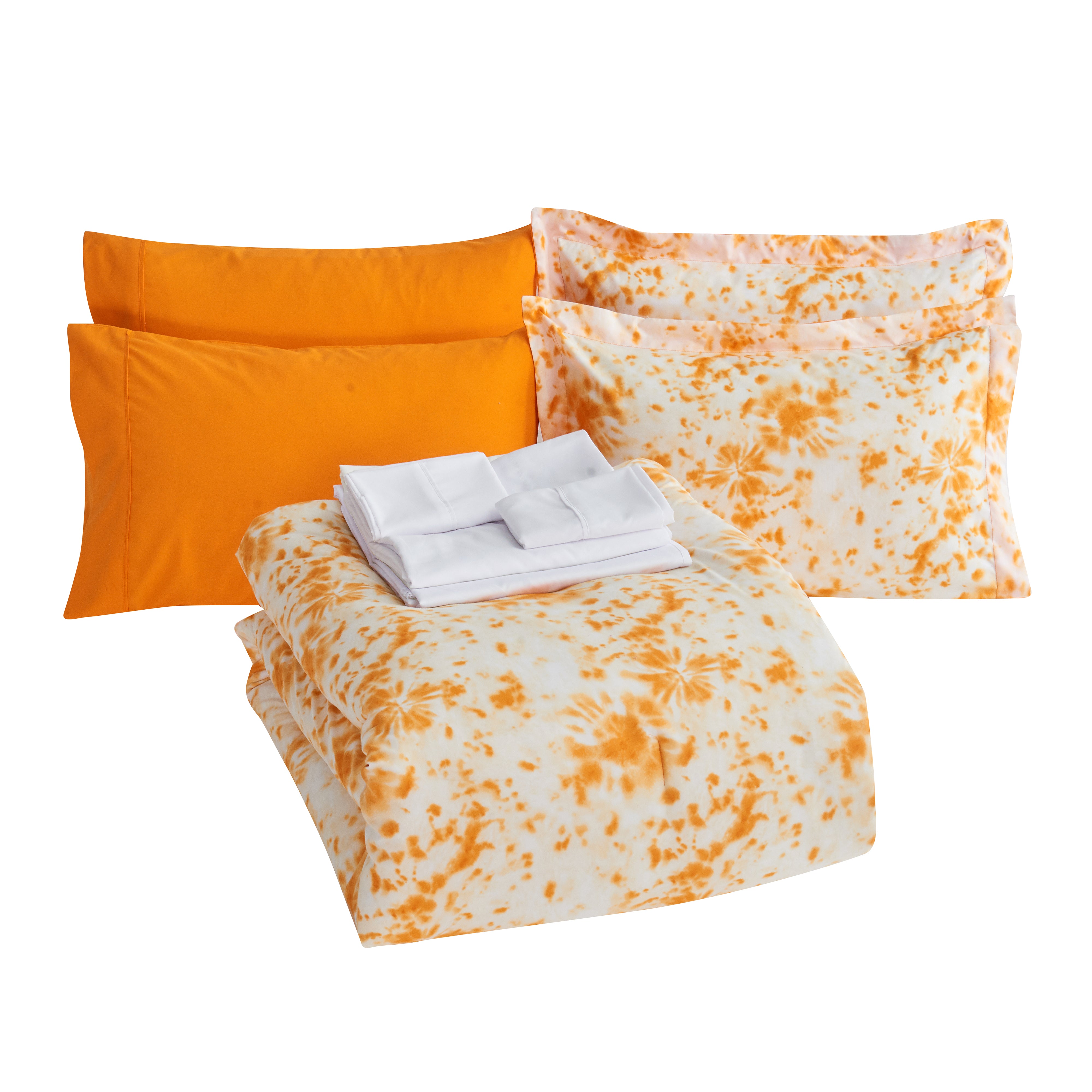 Everlaneas 10-Piece Tie-Dye Comforter Set, Includes 6-Piece Sheet Set with Double Sided Storage Pockets