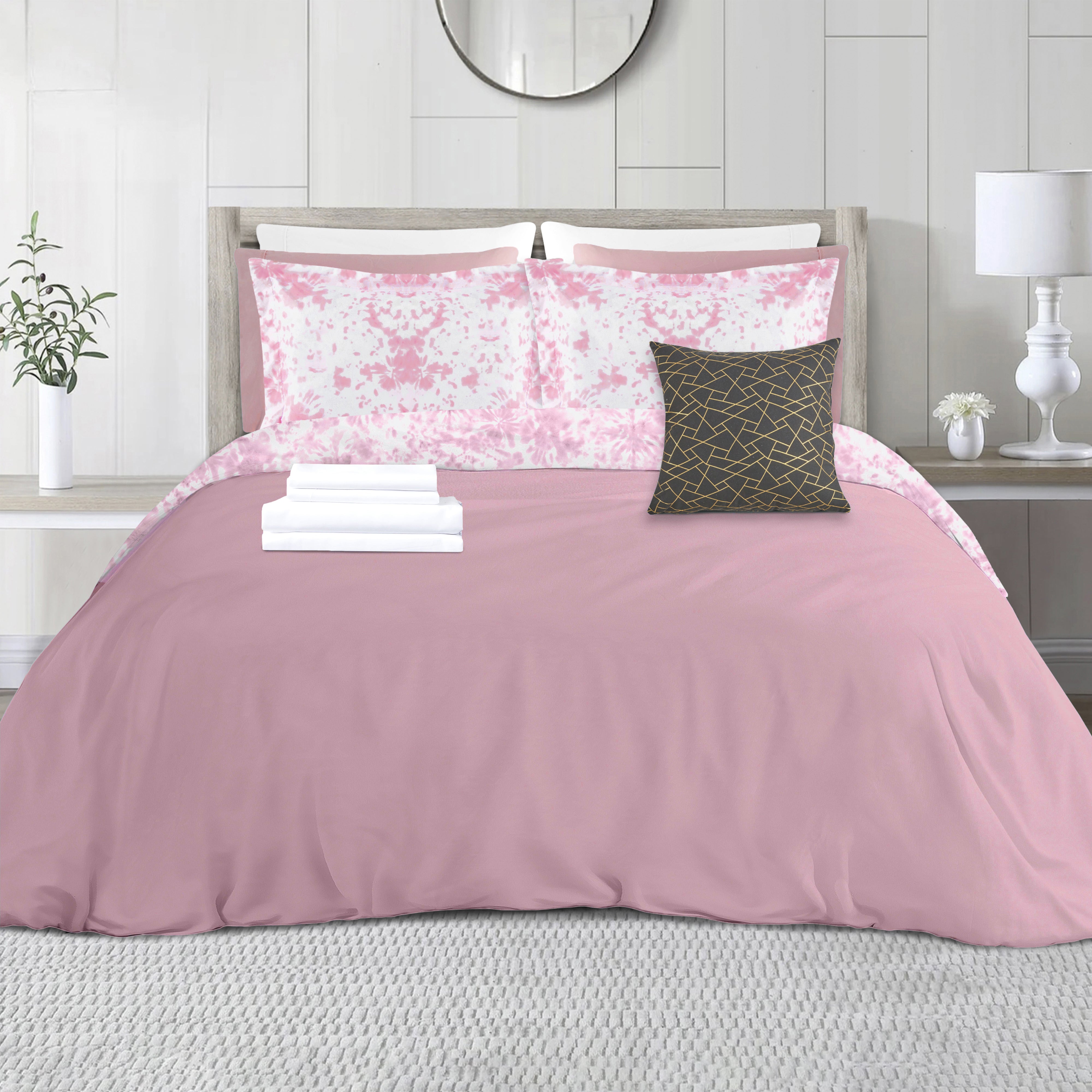 Everlaneas 10-Piece Tie-Dye Comforter Set, Includes 6-Piece Sheet Set with Double Sided Storage Pockets