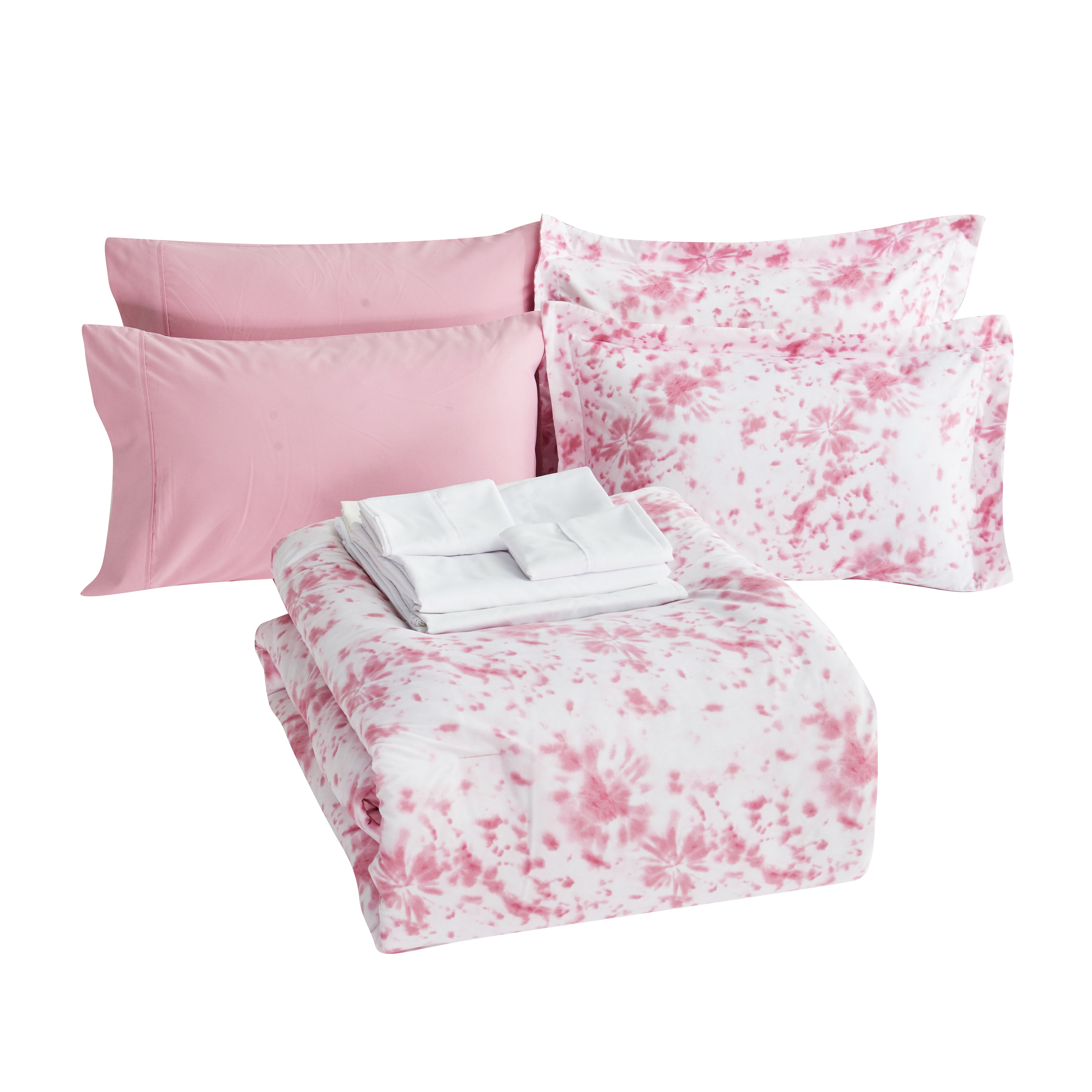 Everlaneas 10-Piece Tie-Dye Comforter Set, Includes 6-Piece Sheet Set with Double Sided Storage Pockets