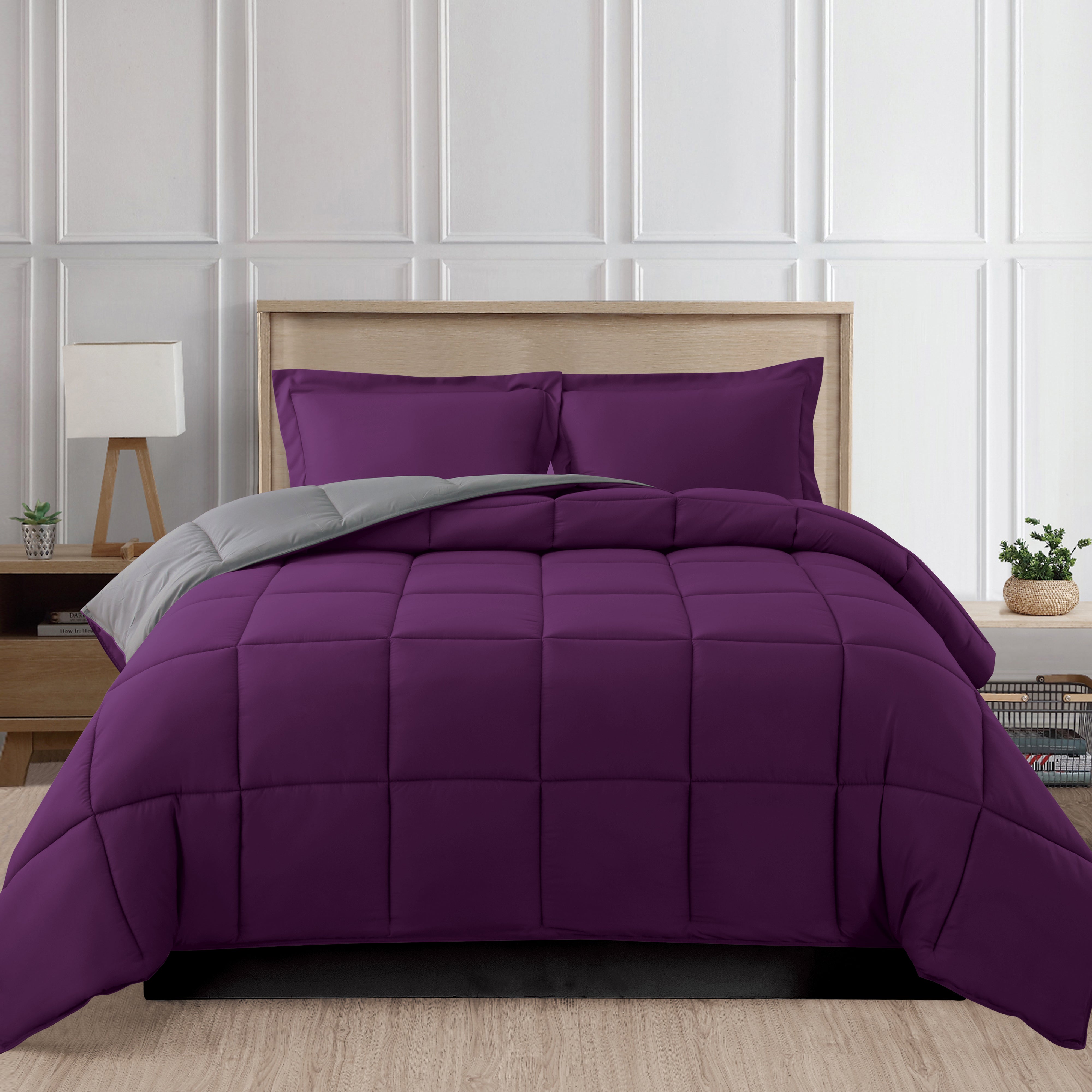 Everlaneas Reversible 3-Piece Box Stitched Comforter & Shams - Duvet Insert with 4 Corner Tabs