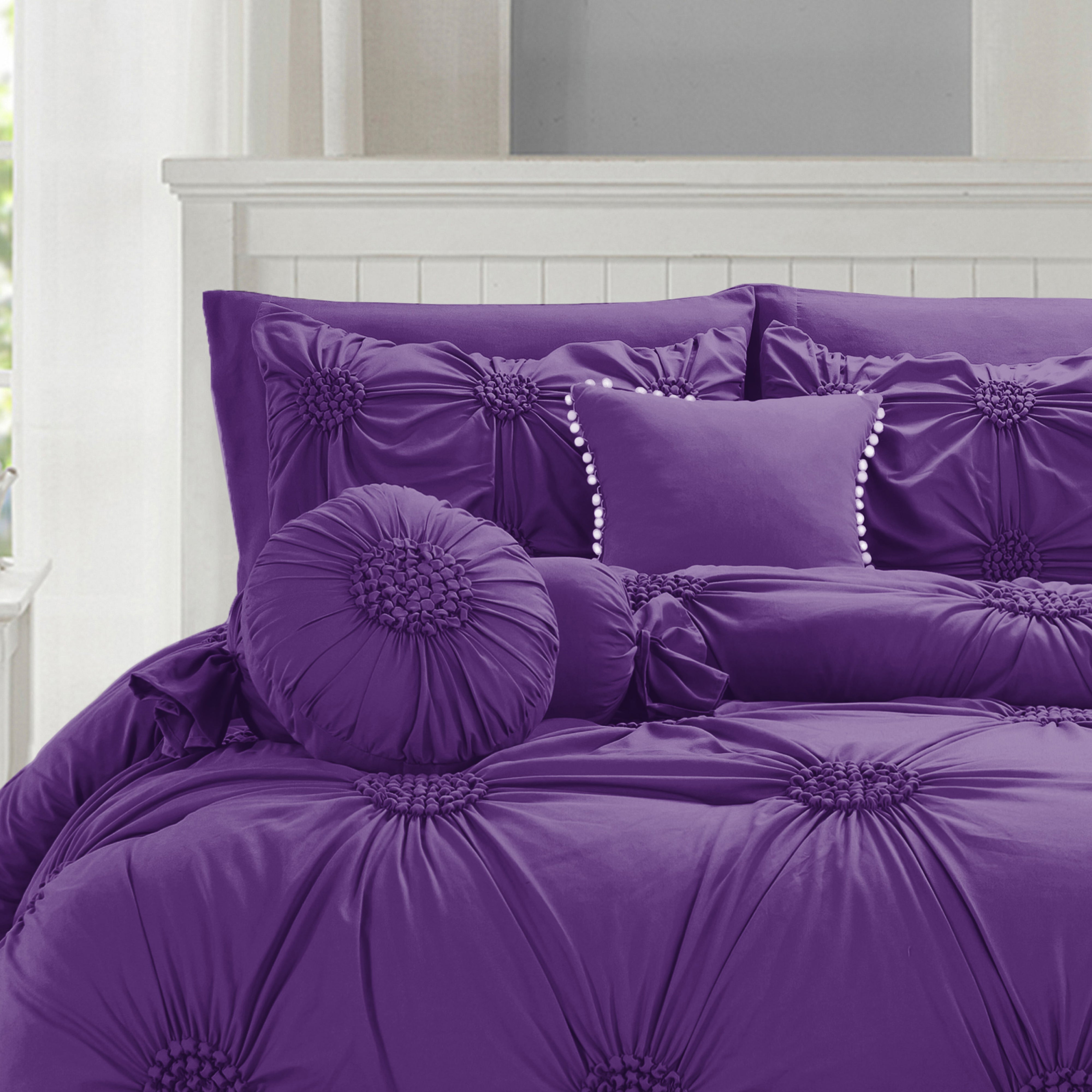 Everlaneas 10-Piece Sunflower Comforter Set - Includes 4-Piece Sheet Set with Double Sided Storage Pockets