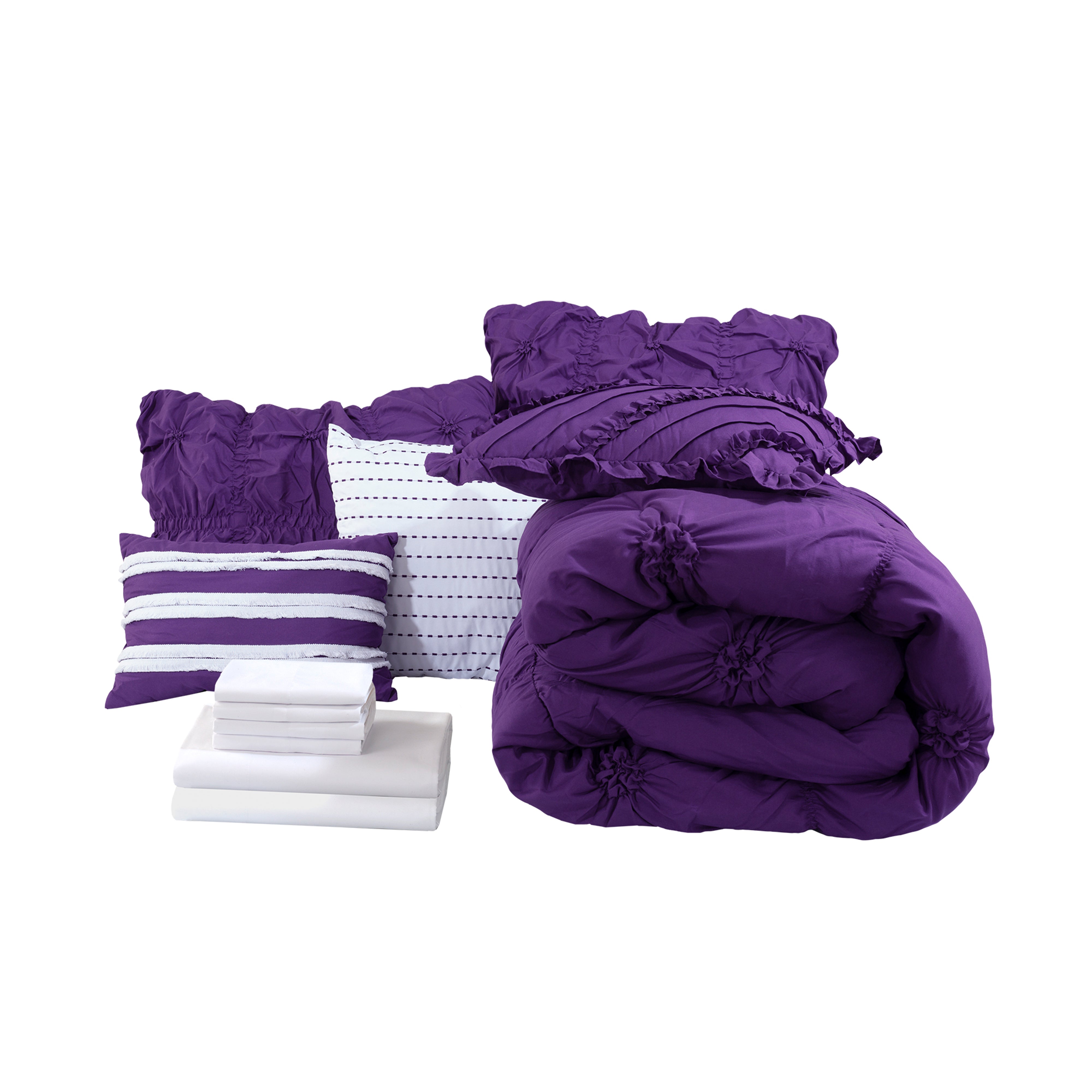 Everlaneas 12-Piece Amy Oversized Comforter Set - Includes 6-Piece Sheet Set with Double Sided Storage Pockets
