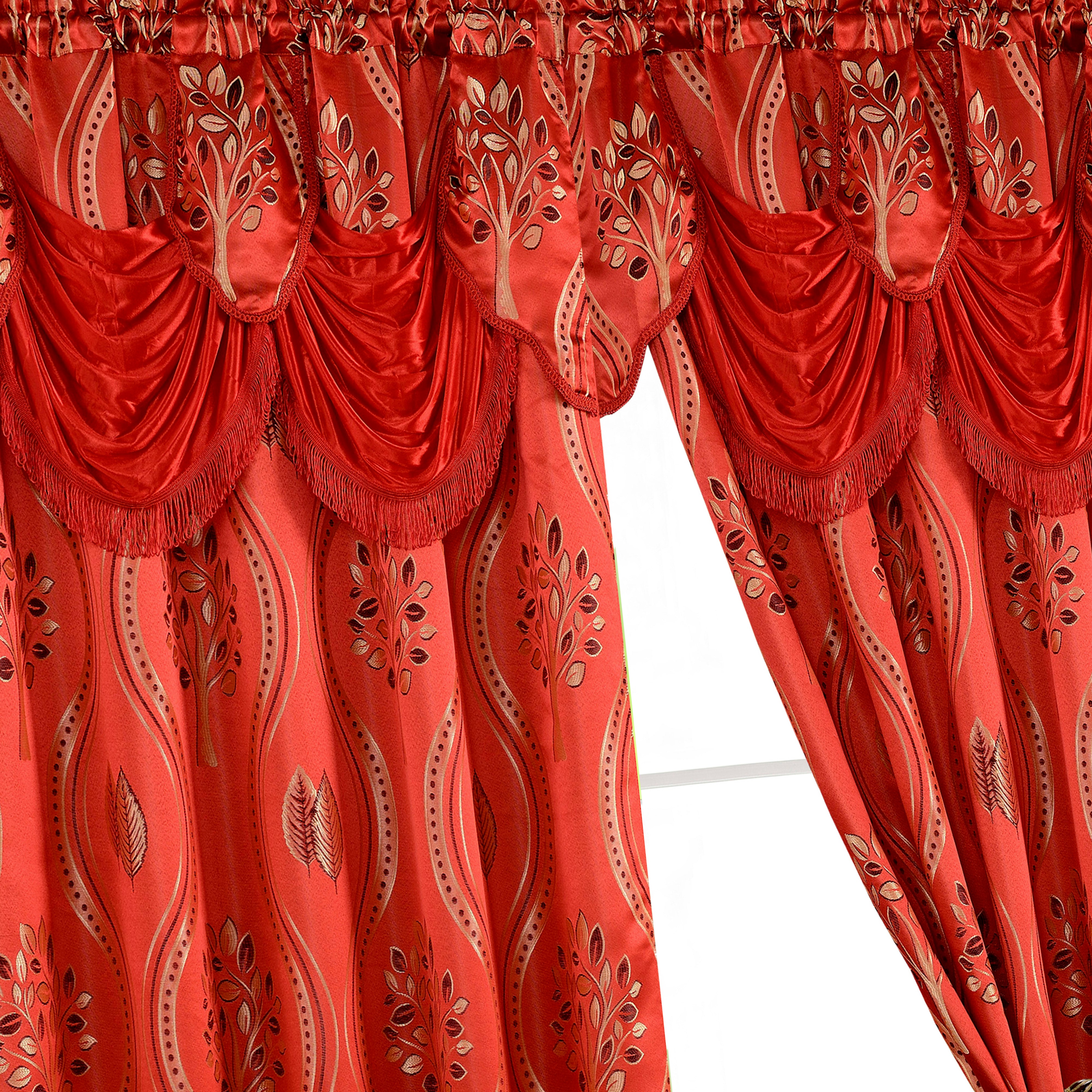 Everlaneas Set of 2 Aurora Curtain Panels- Attached Valance - Rod Pocket- 54" W x 84" L