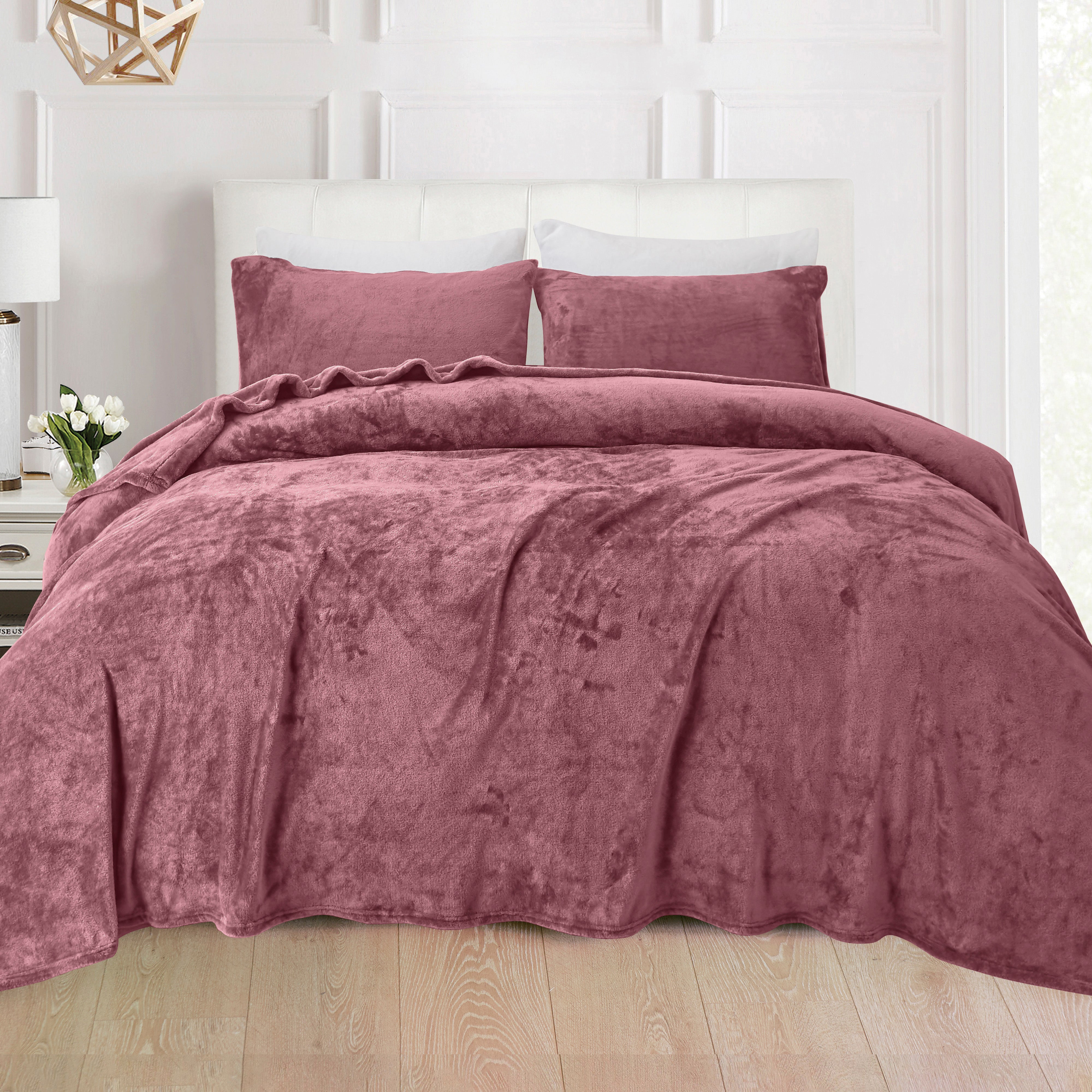 Everlaneas 4-Piece Velvet Plush Flannel Sheet Set