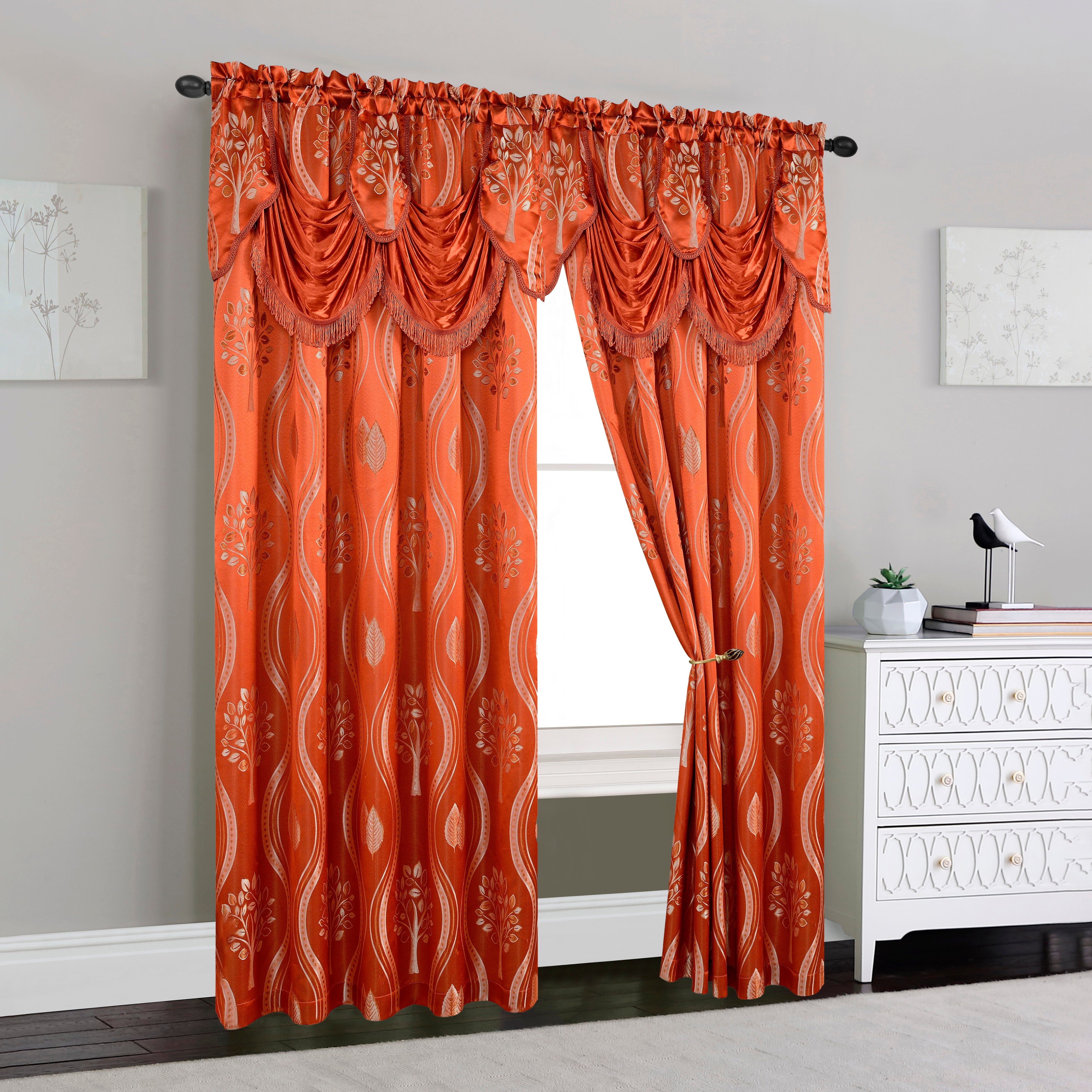 Everlaneas Set of 2 Aurora Curtain Panels- Attached Valance - Rod Pocket- 54" W x 84" L