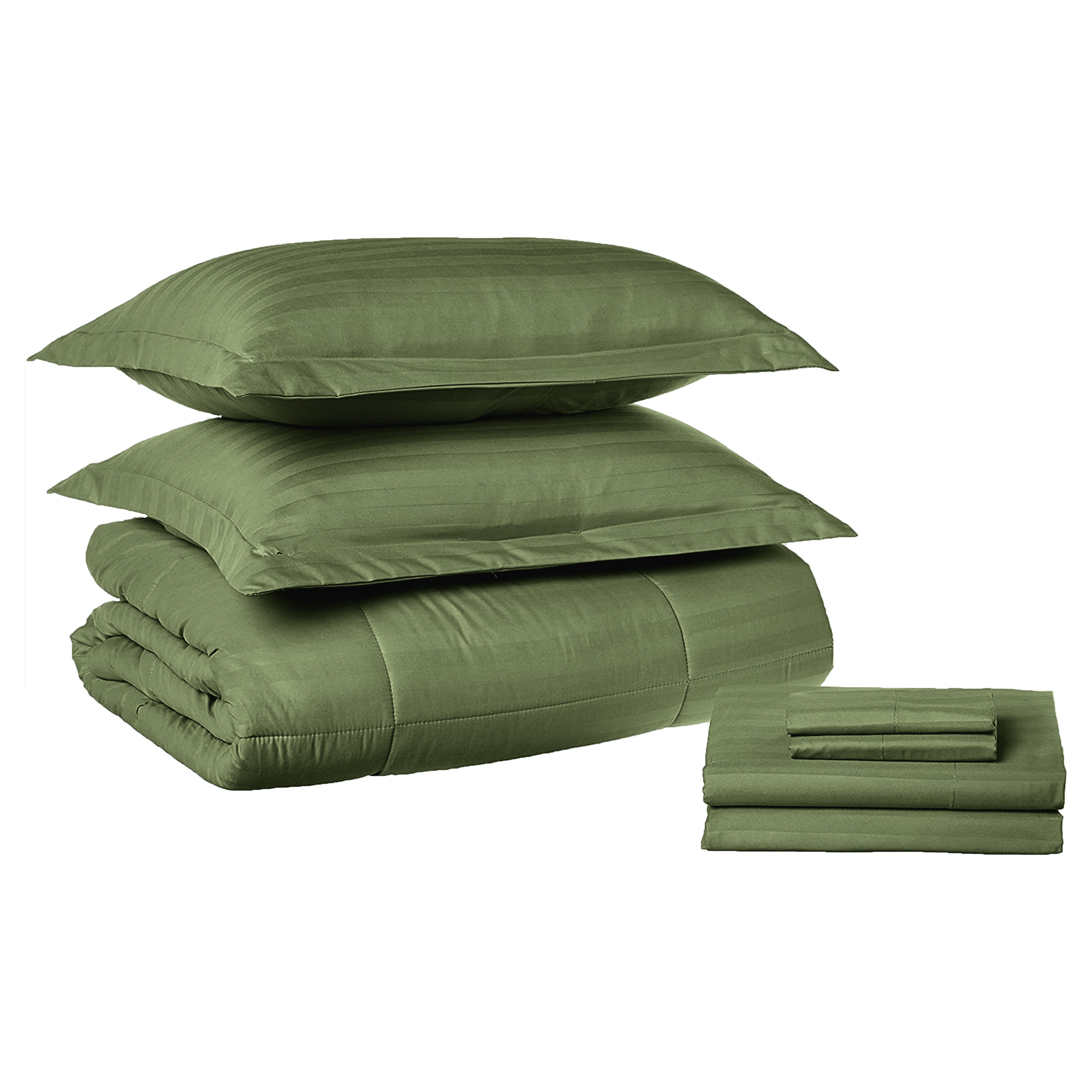 Everlaneas 8-Piece Dobby Stripe Comforter Set - Includes 4-Piece Sheet Set with Double Sided Storage Pockets