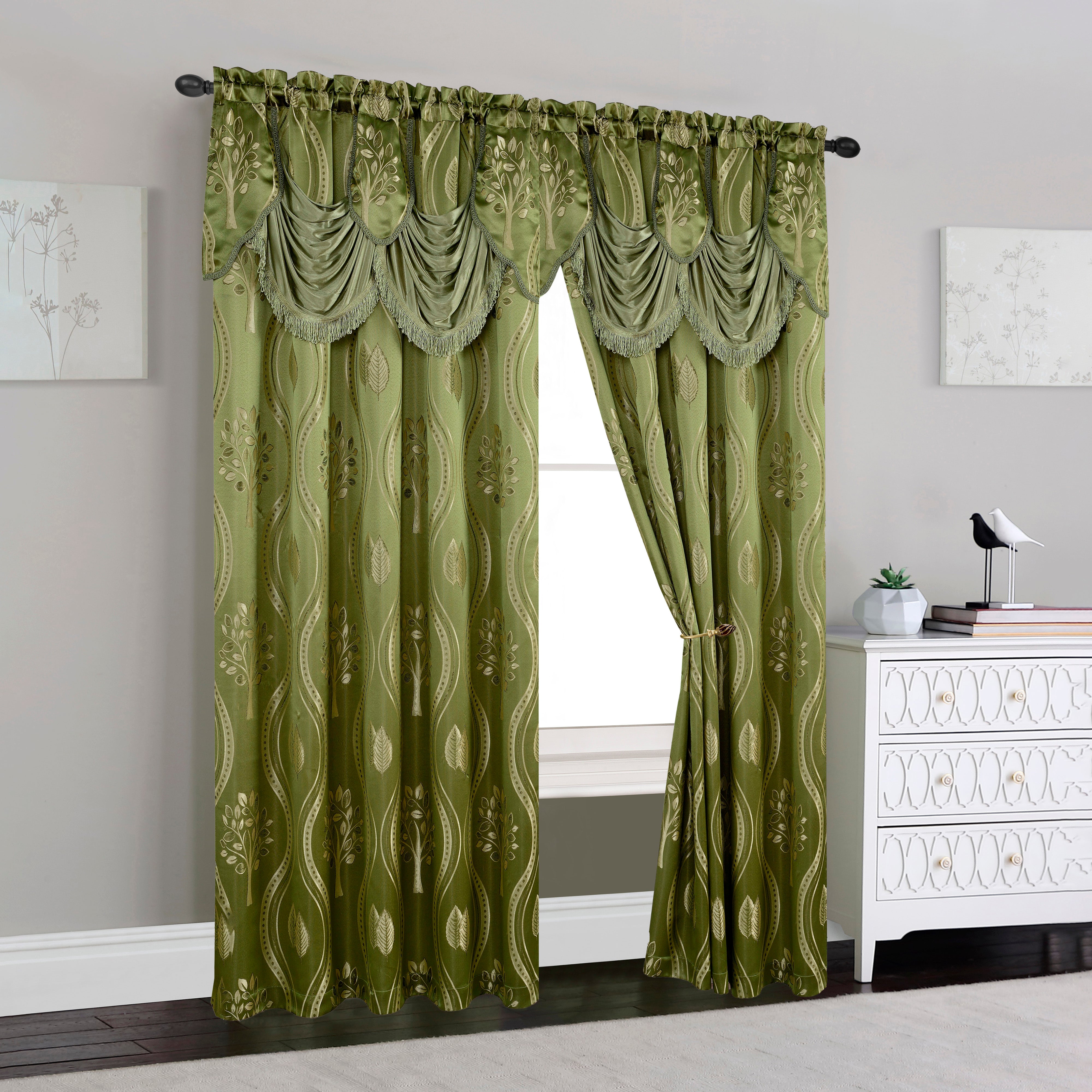 Everlaneas Set of 2 Aurora Curtain Panels- Attached Valance - Rod Pocket- 54" W x 84" L