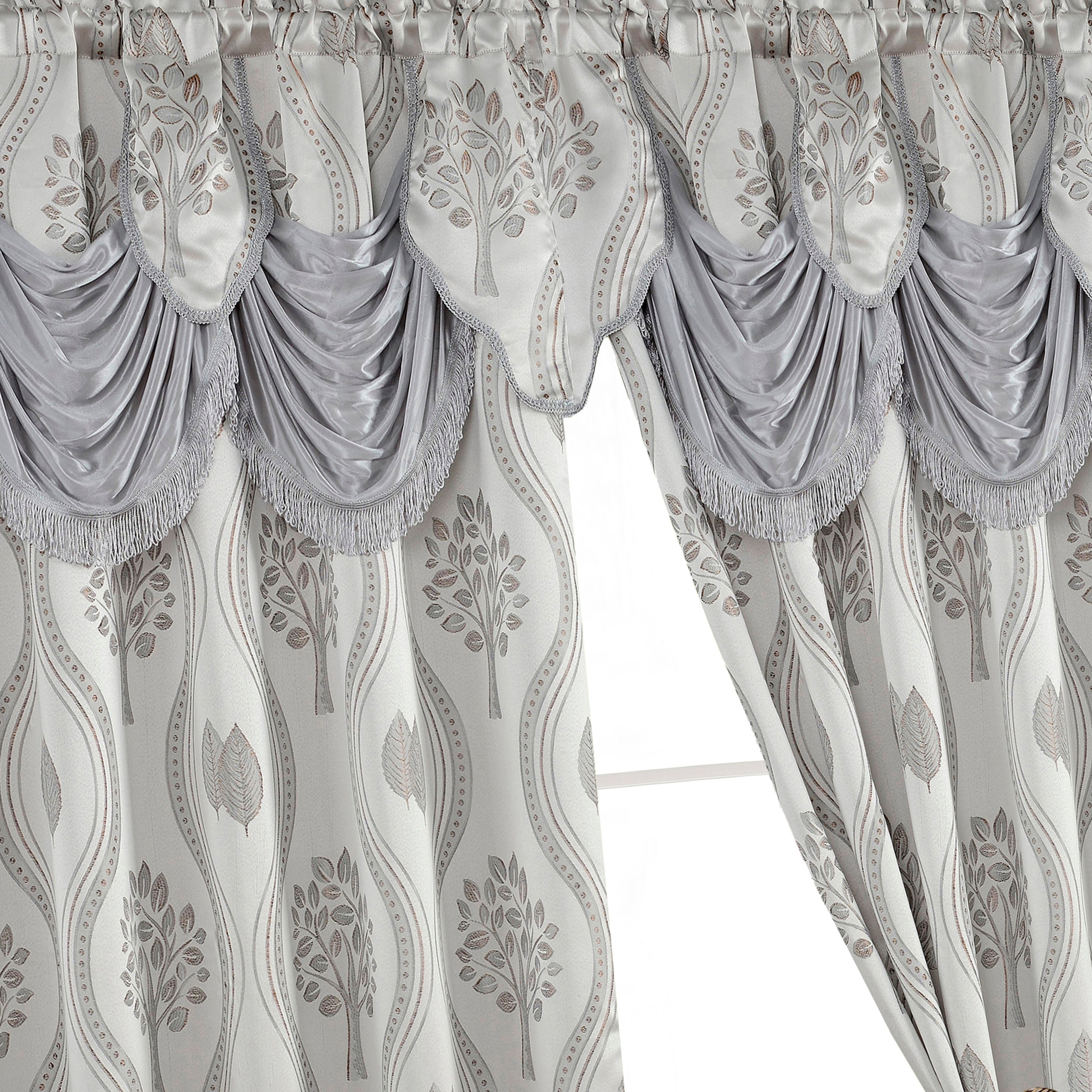 Everlaneas Set of 2 Aurora Curtain Panels- Attached Valance - Rod Pocket- 54" W x 84" L