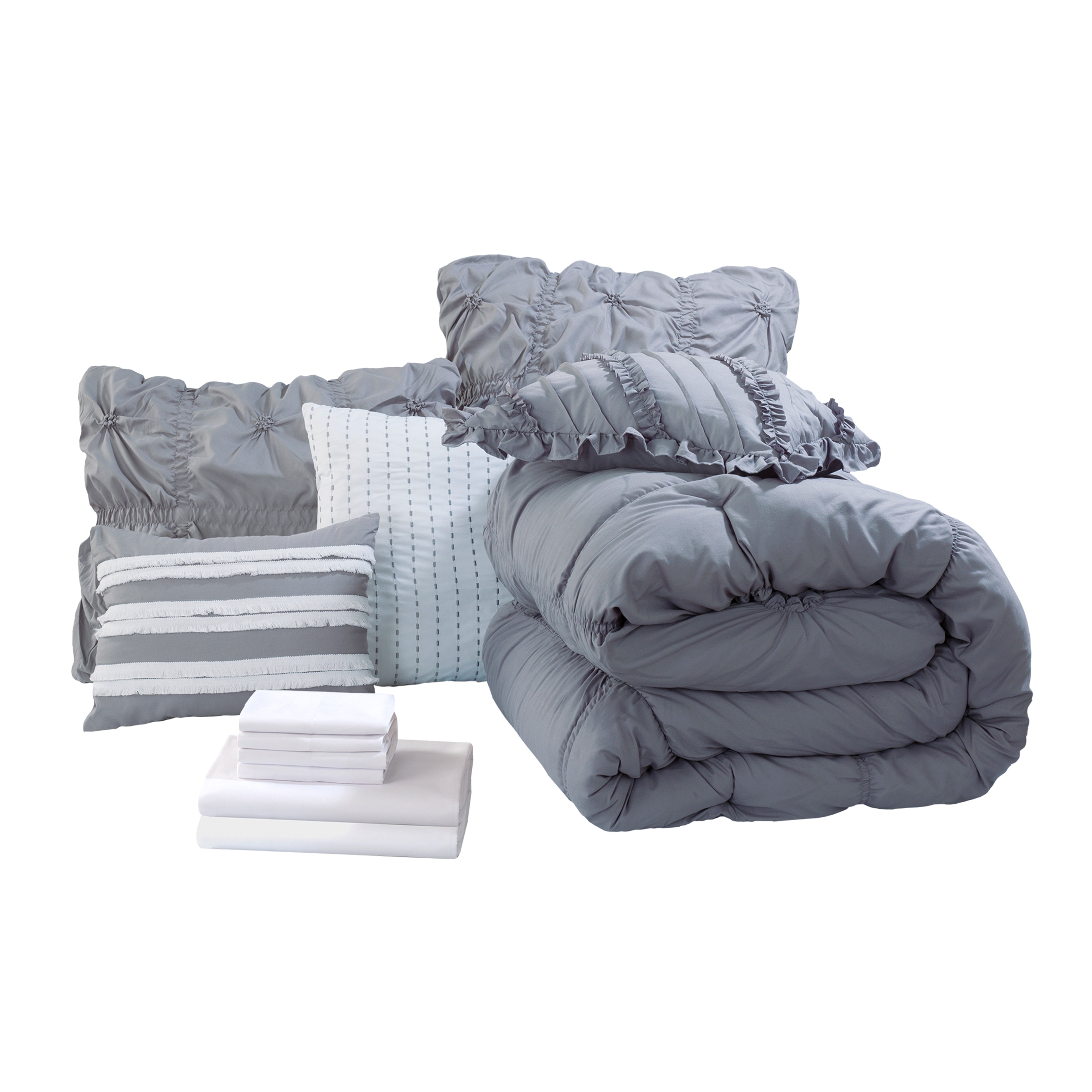 Everlaneas 12-Piece Amy Oversized Comforter Set - Includes 6-Piece Sheet Set with Double Sided Storage Pockets