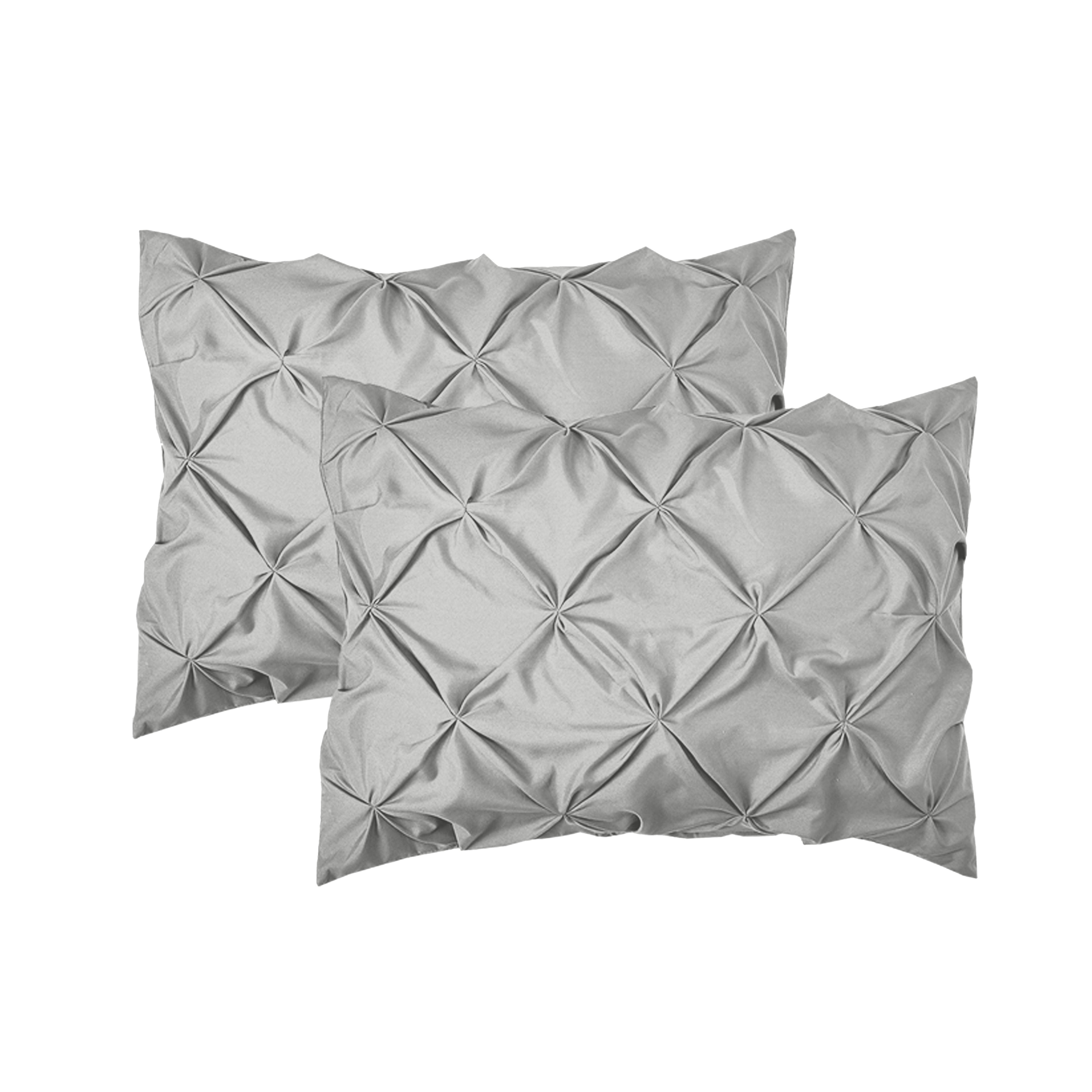 Everlaneas 8-Piece Pintuck Pinch Pleated Comforter Set - Includes 4-Piece Sheet Set with Double Sided Storage Pockets