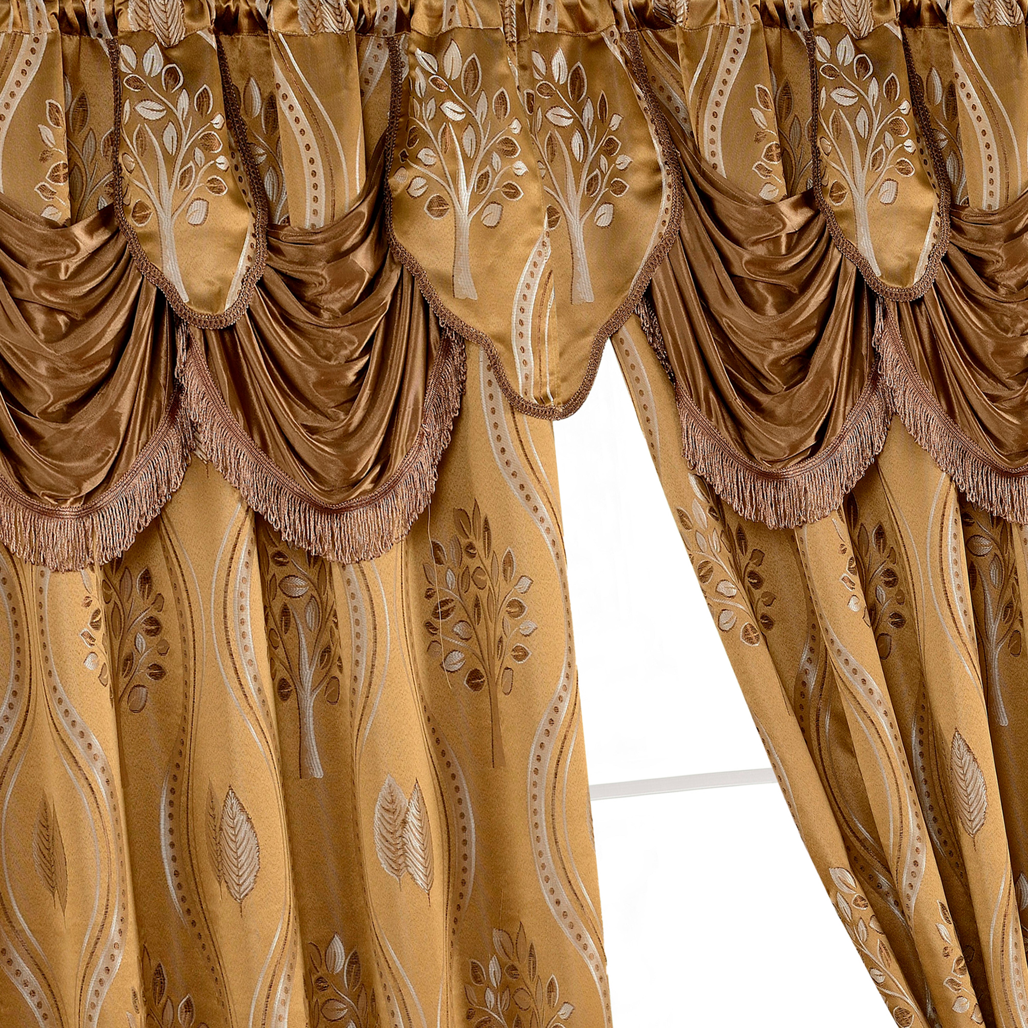 Everlaneas Set of 2 Aurora Curtain Panels- Attached Valance - Rod Pocket- 54" W x 84" L