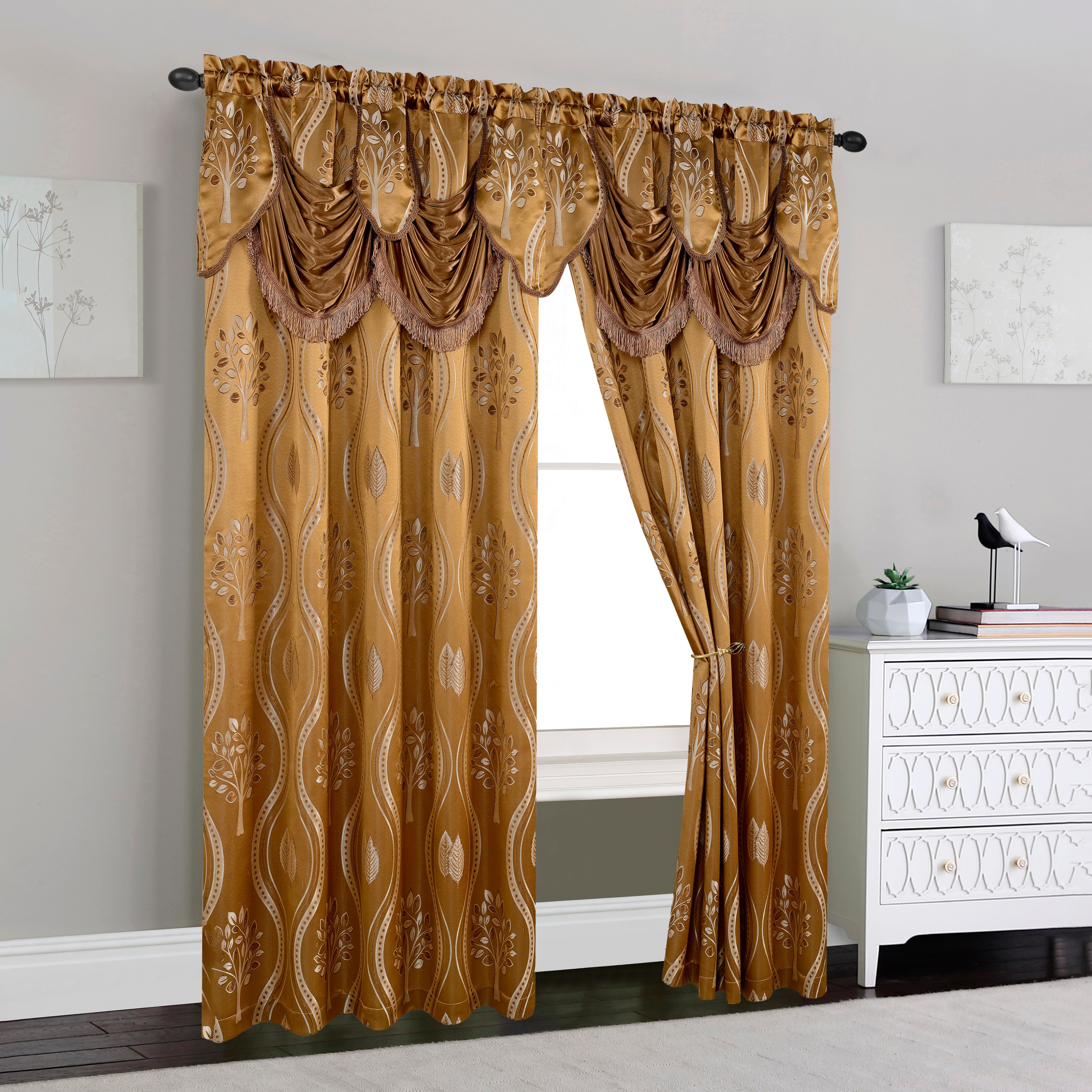 Everlaneas Set of 2 Aurora Curtain Panels- Attached Valance - Rod Pocket- 54" W x 84" L