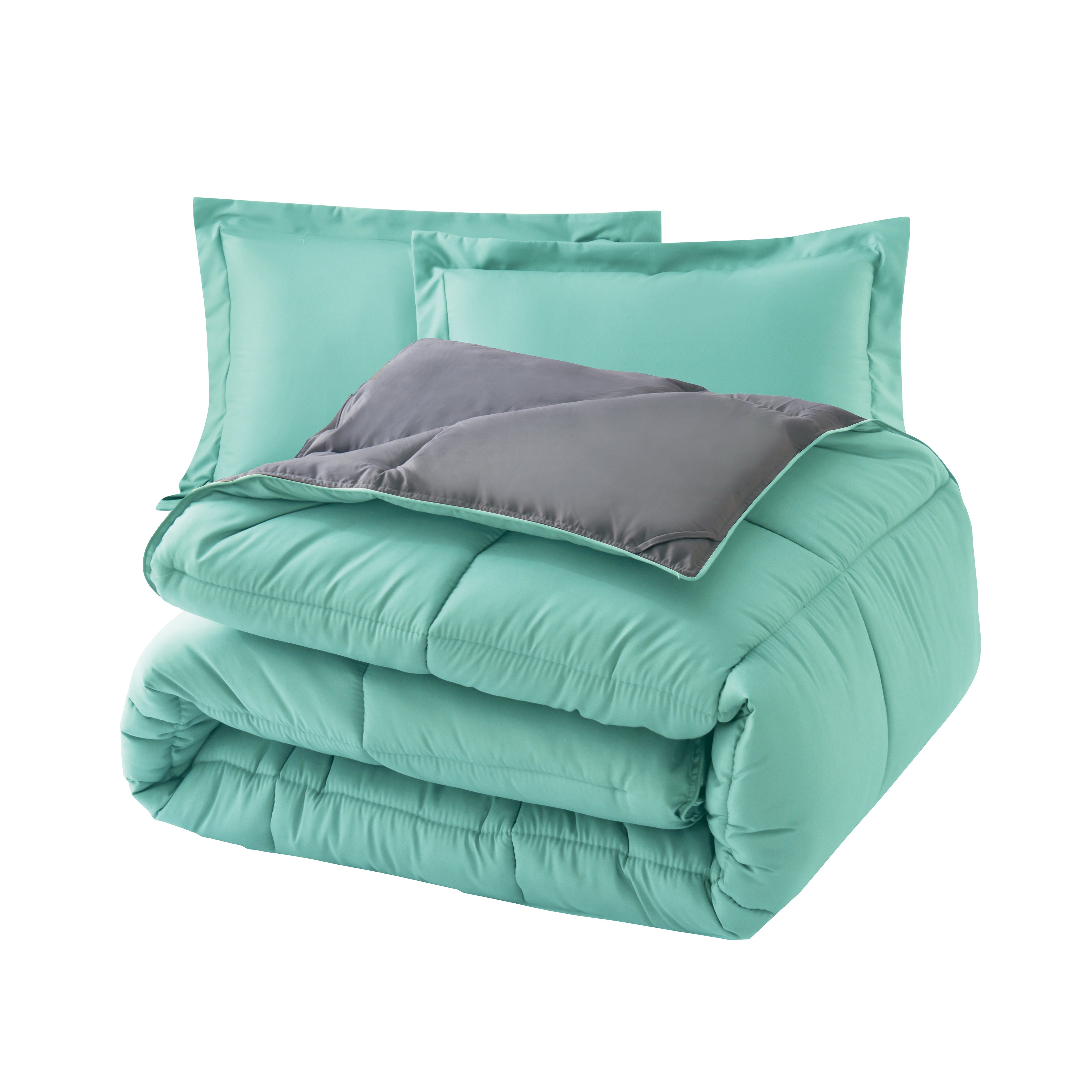 Everlaneas Reversible 3-Piece Box Stitched Comforter & Shams - Duvet Insert with 4 Corner Tabs