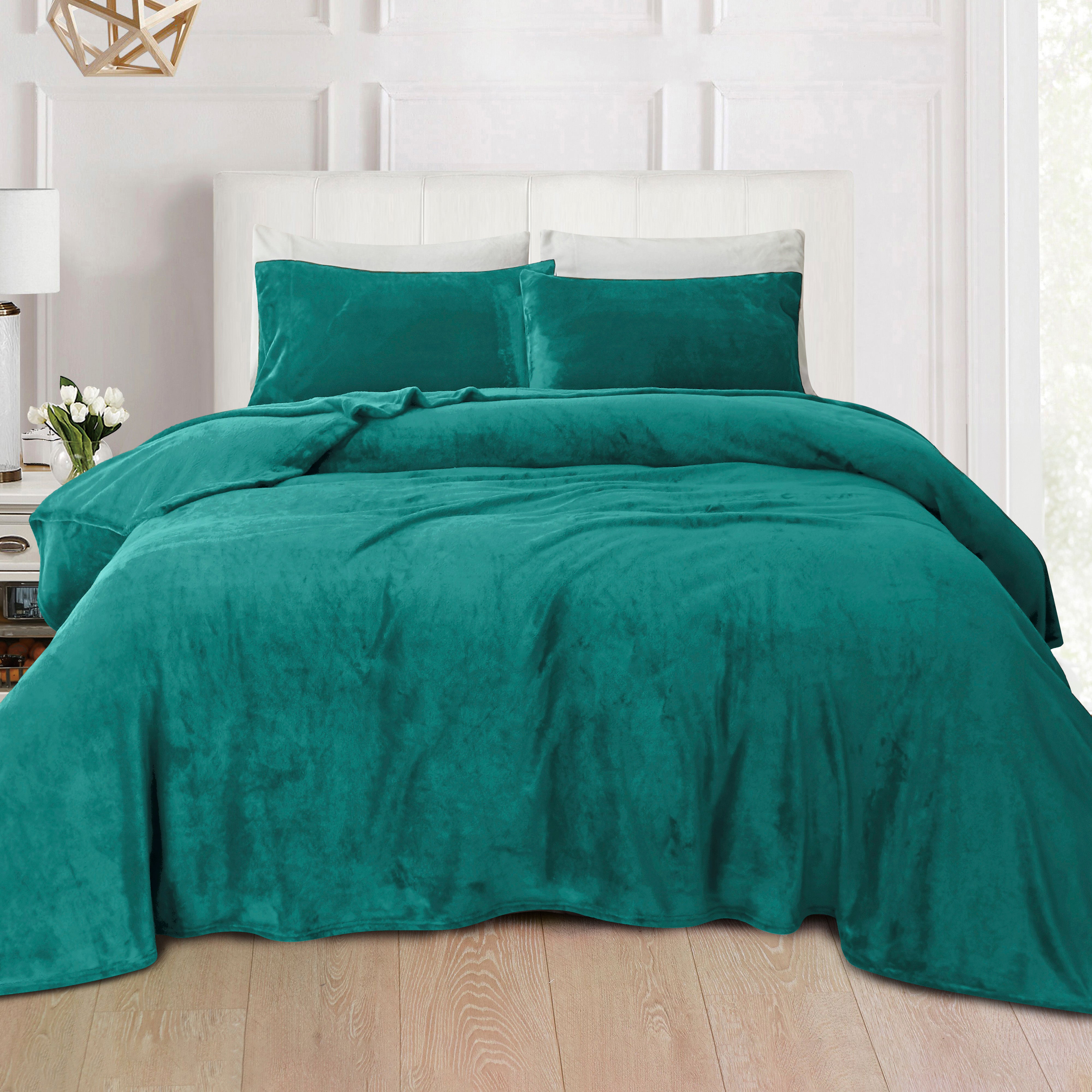 Everlaneas 4-Piece Velvet Plush Flannel Sheet Set