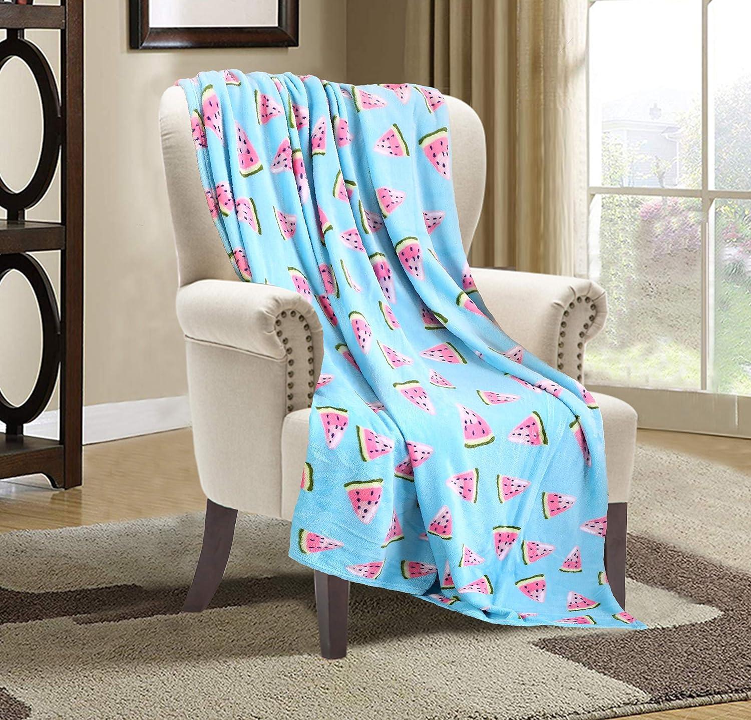 Everlaneas Summer Theme Pattern Flannel Fleece Throw Blanket, 50 x 60 inches