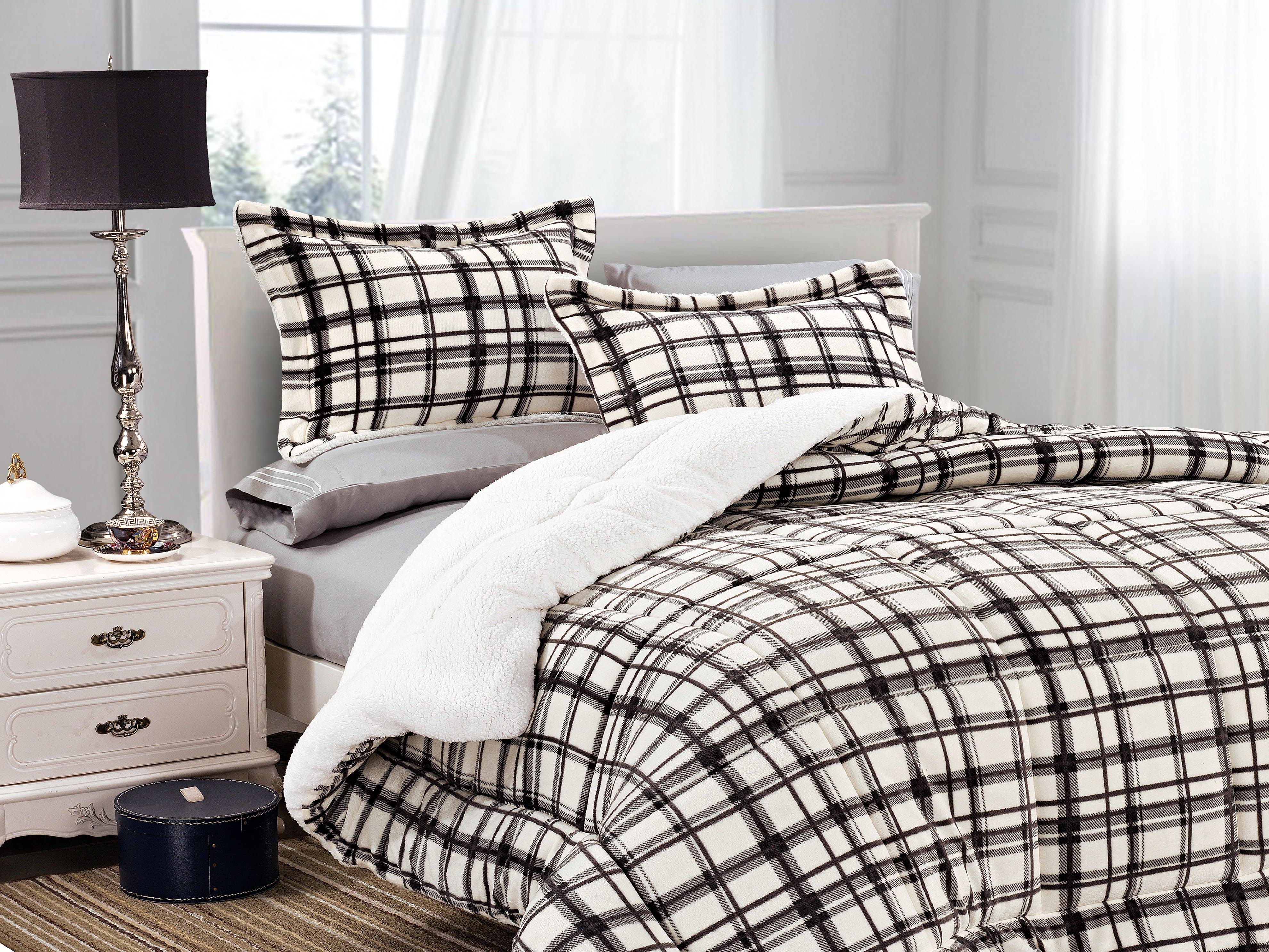 Everlaneas 3-Piece Plaid Micro-Suede Reversible Sherpa - Comforter Set
