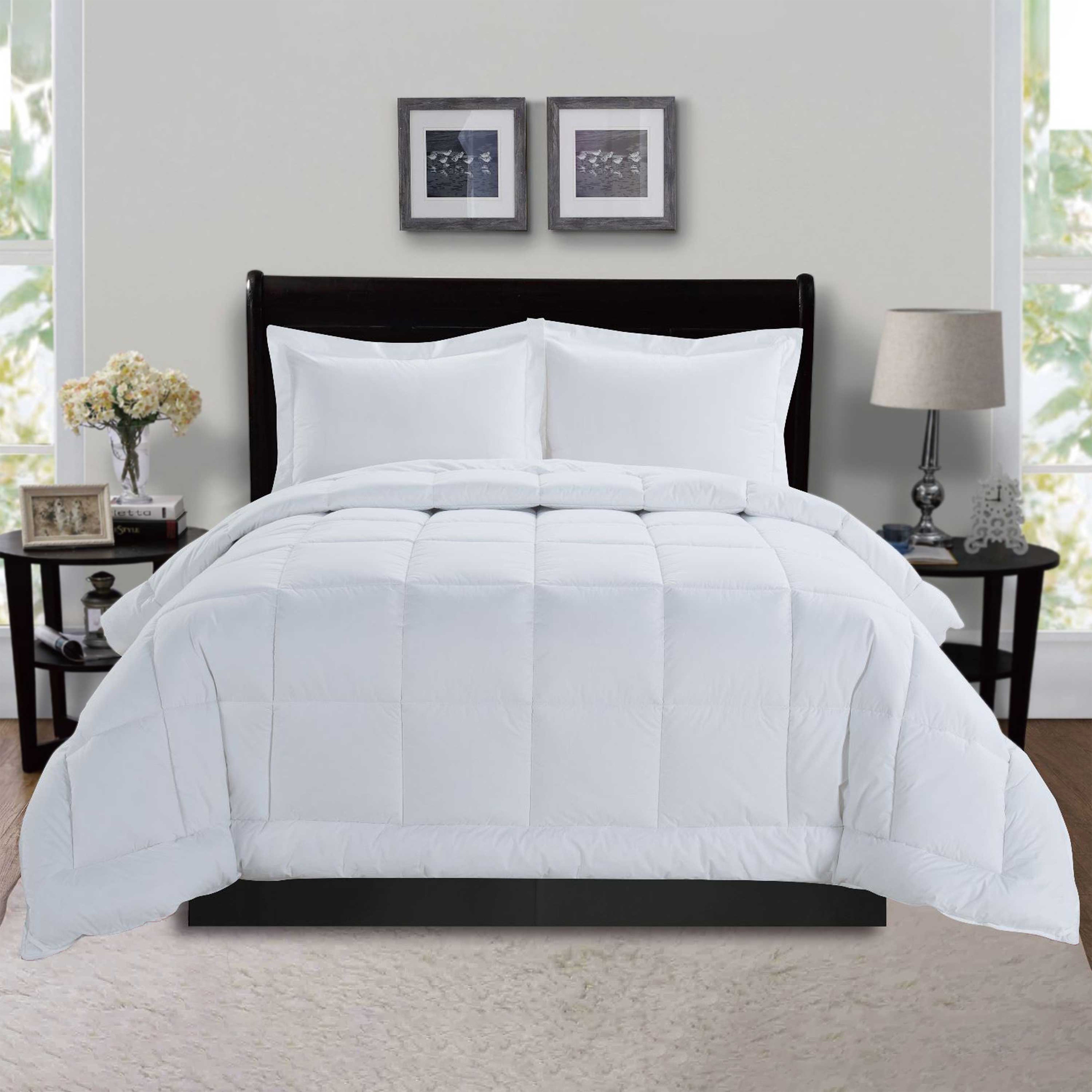 Everlaneas 3-Piece Solid Box Stitched Comforter & Shams - Double-Filled Comforter