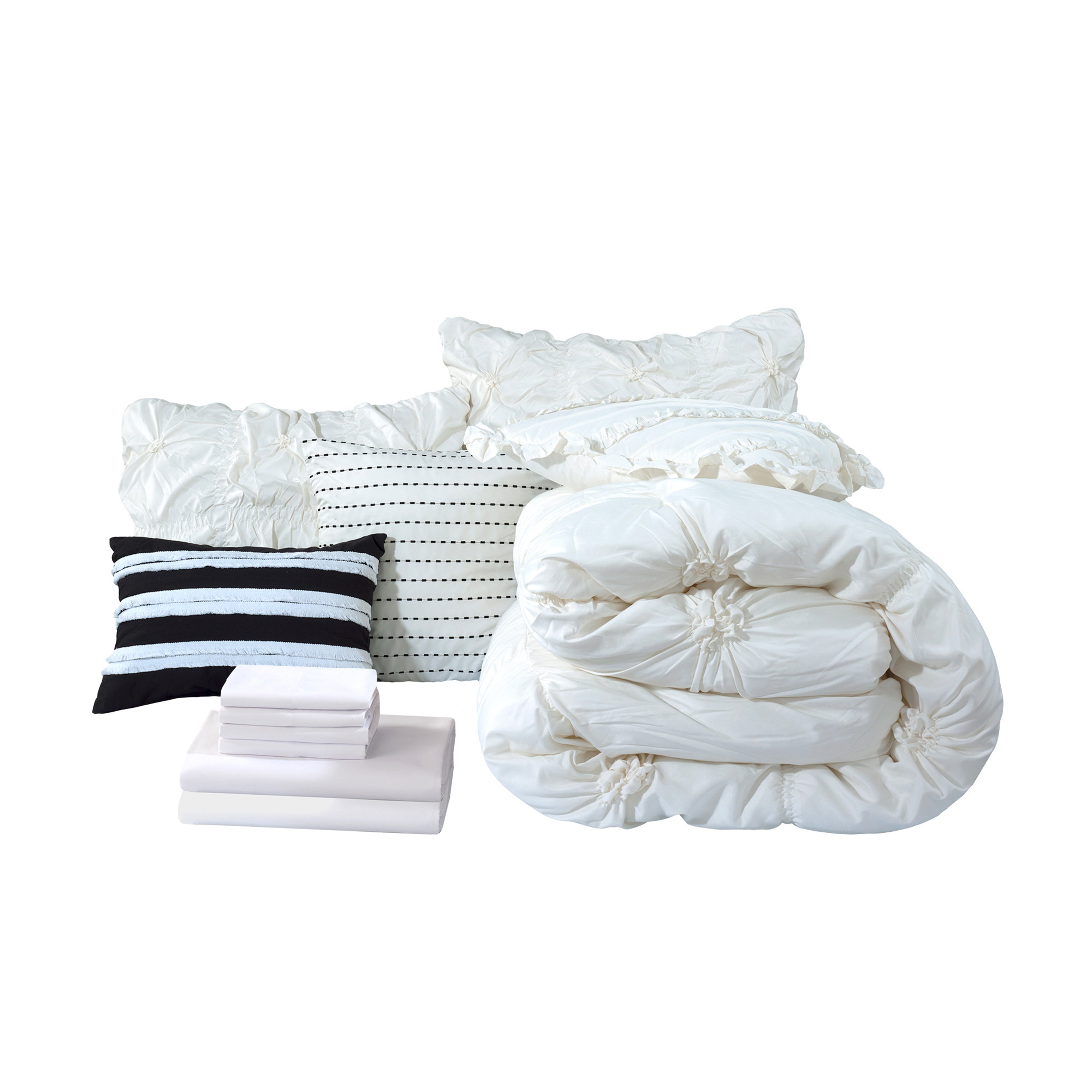 Everlaneas 12-Piece Amy Oversized Comforter Set - Includes 6-Piece Sheet Set with Double Sided Storage Pockets