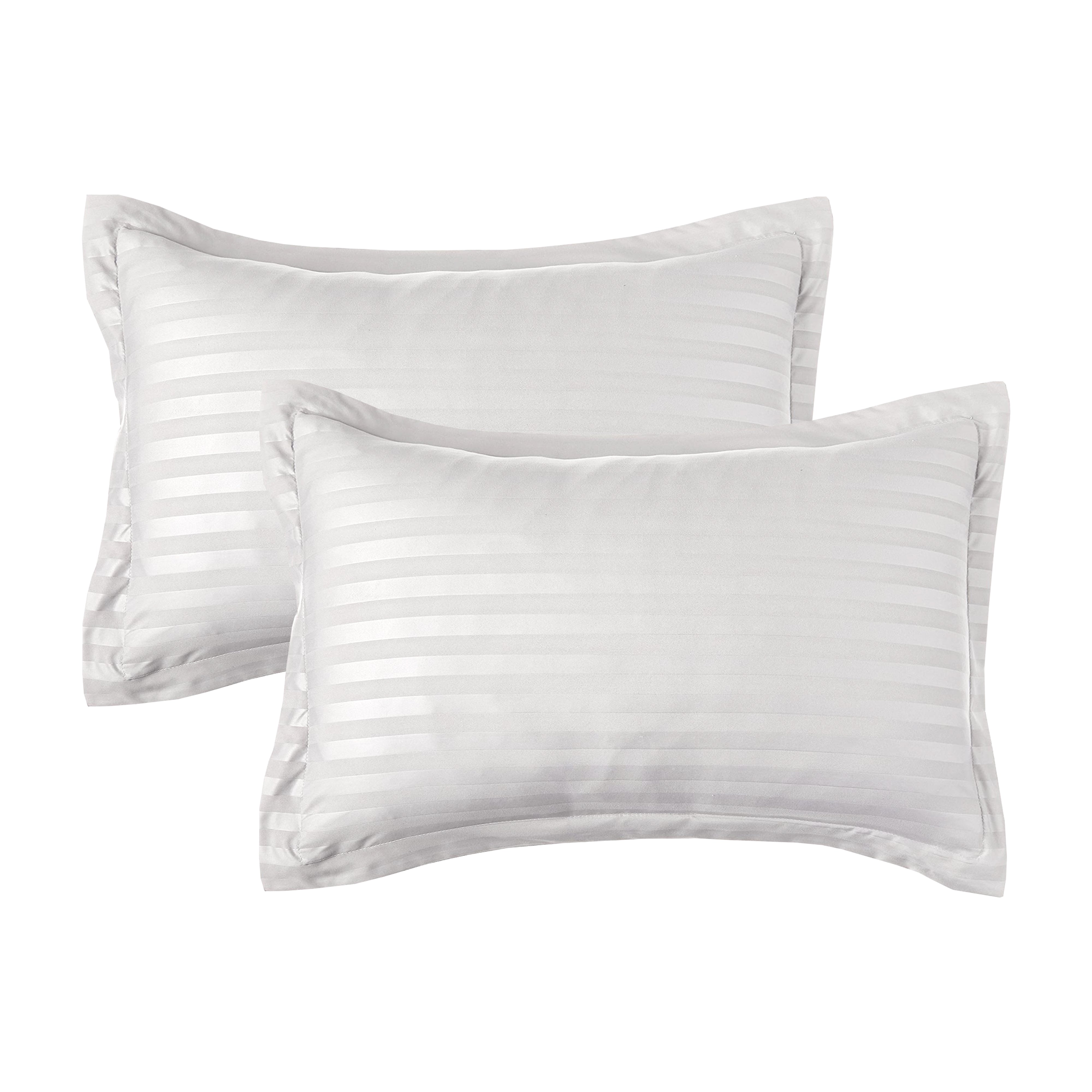 Everlaneas 8-Piece Dobby Stripe Comforter Set - Includes 4-Piece Sheet Set with Double Sided Storage Pockets